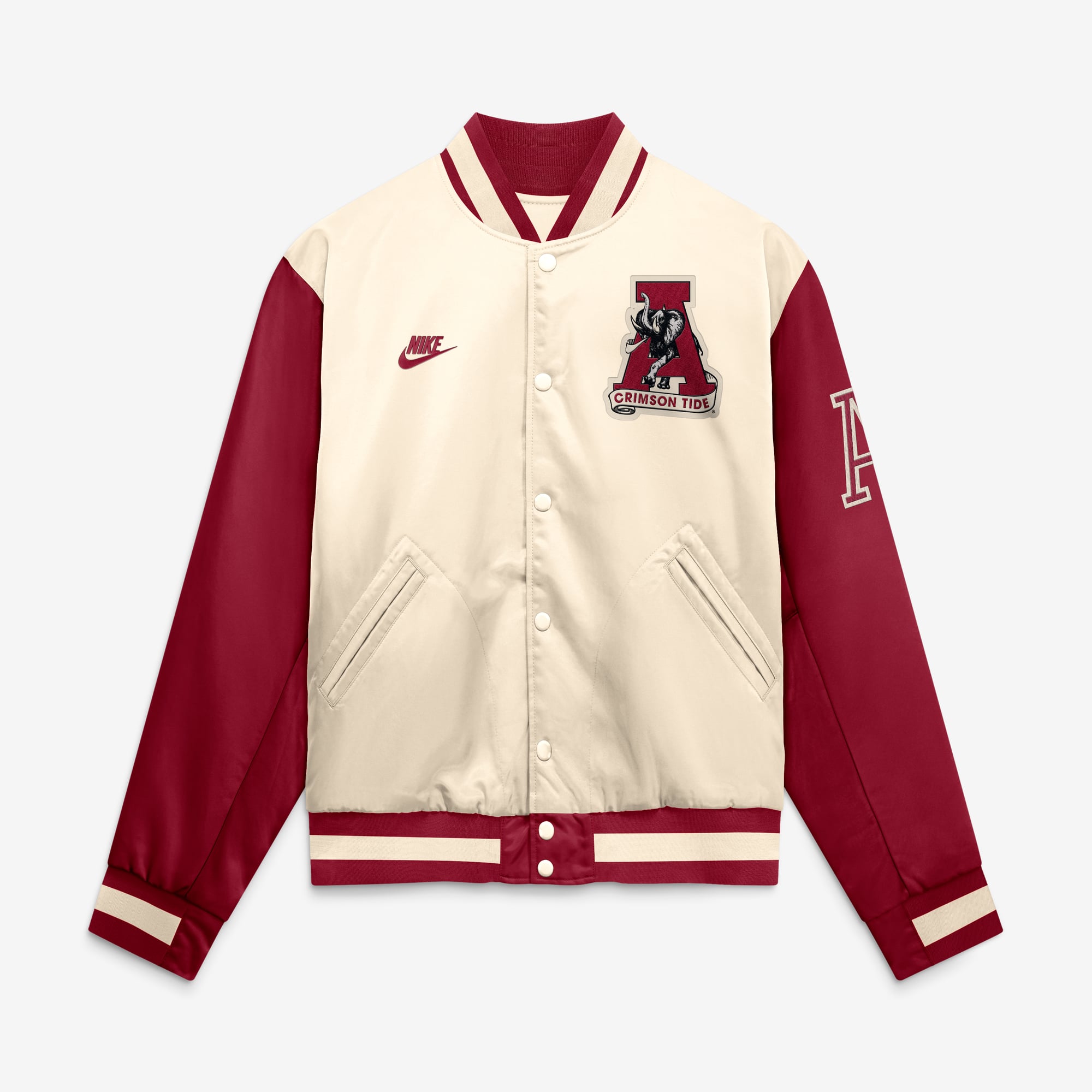 Men's Nike  Natural/Crimson Alabama Crimson Tide Legacy Full-Snap Bomber Jacket