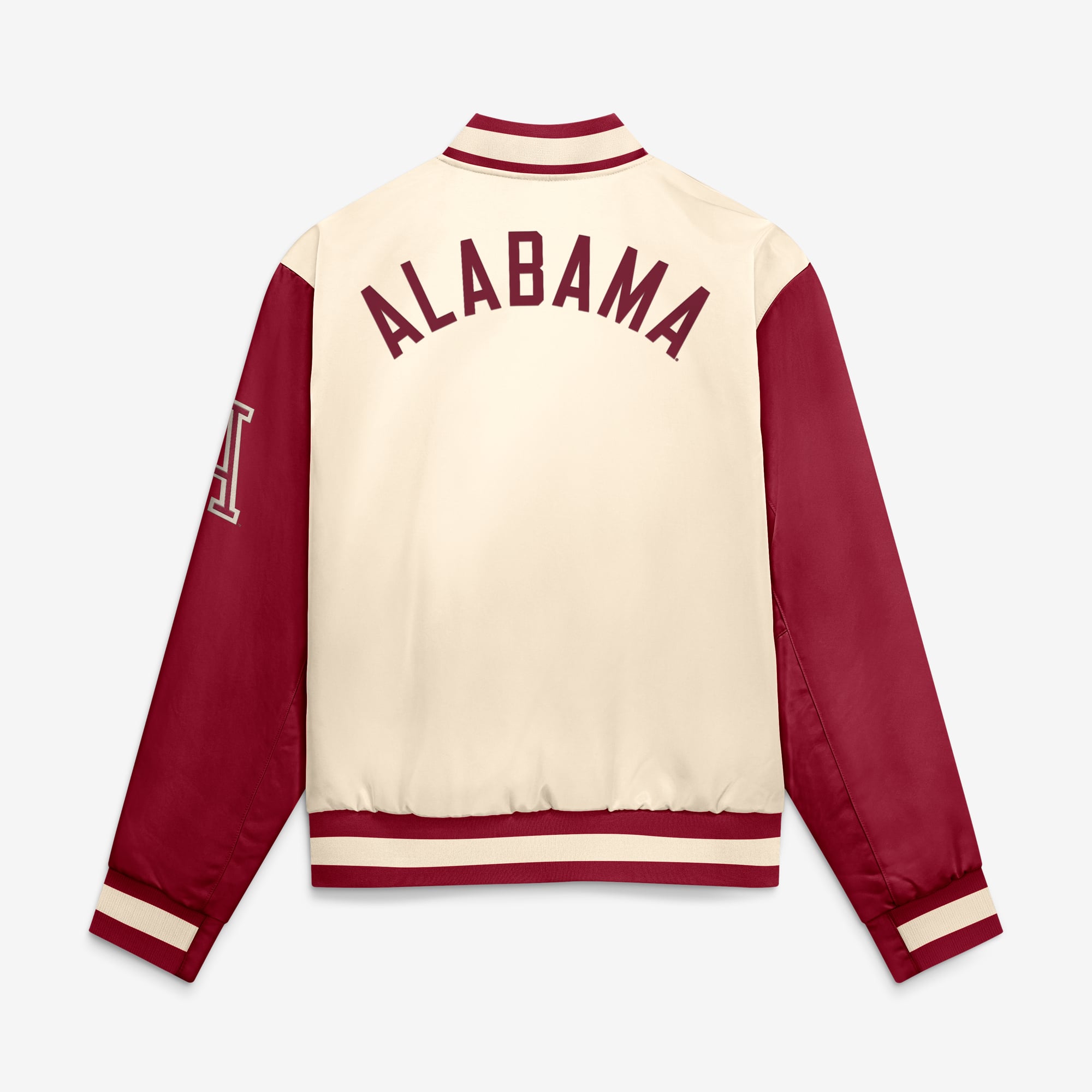 Men's Nike  Natural/Crimson Alabama Crimson Tide Legacy Full-Snap Bomber Jacket