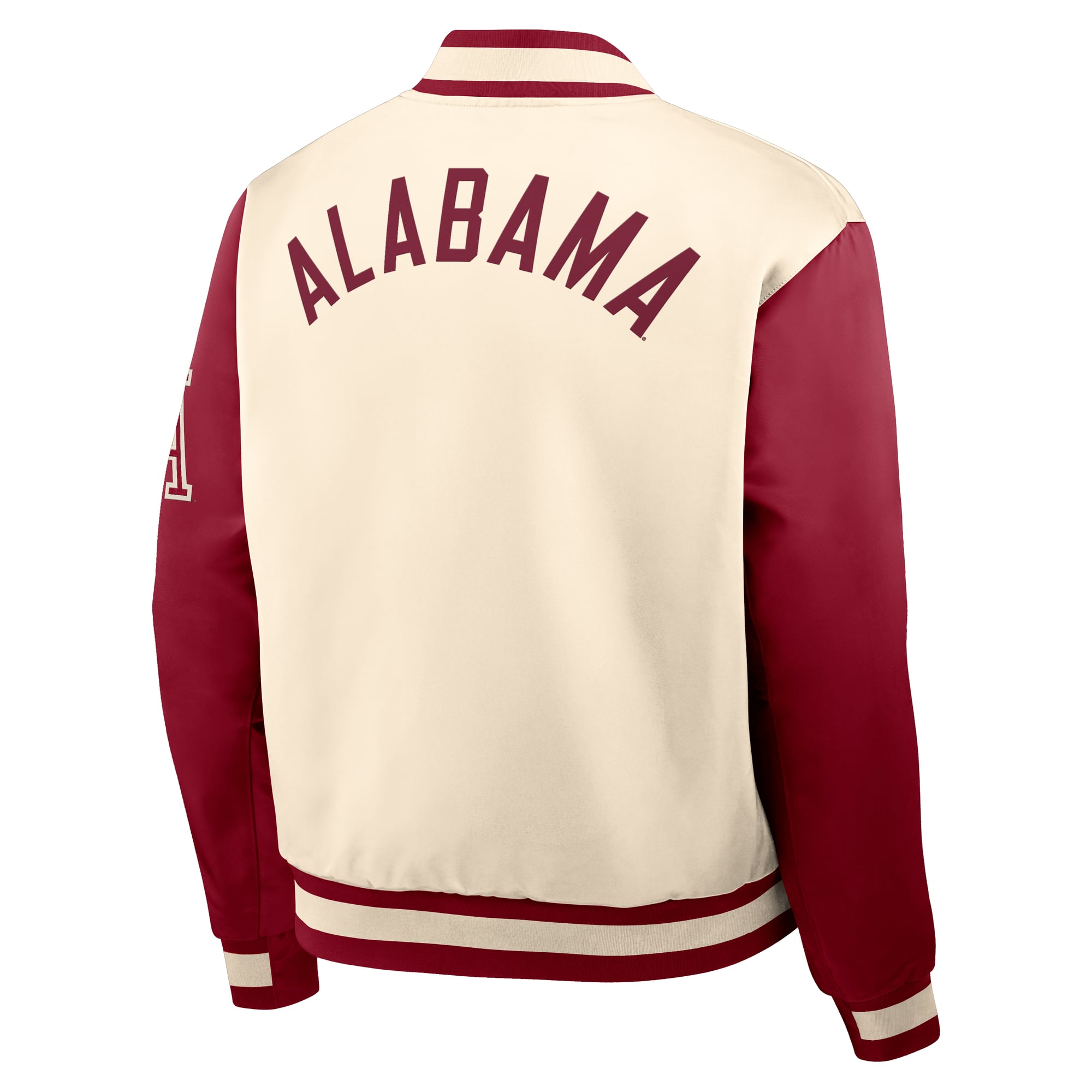 Men's Nike  Natural/Crimson Alabama Crimson Tide Legacy Full-Snap Bomber Jacket