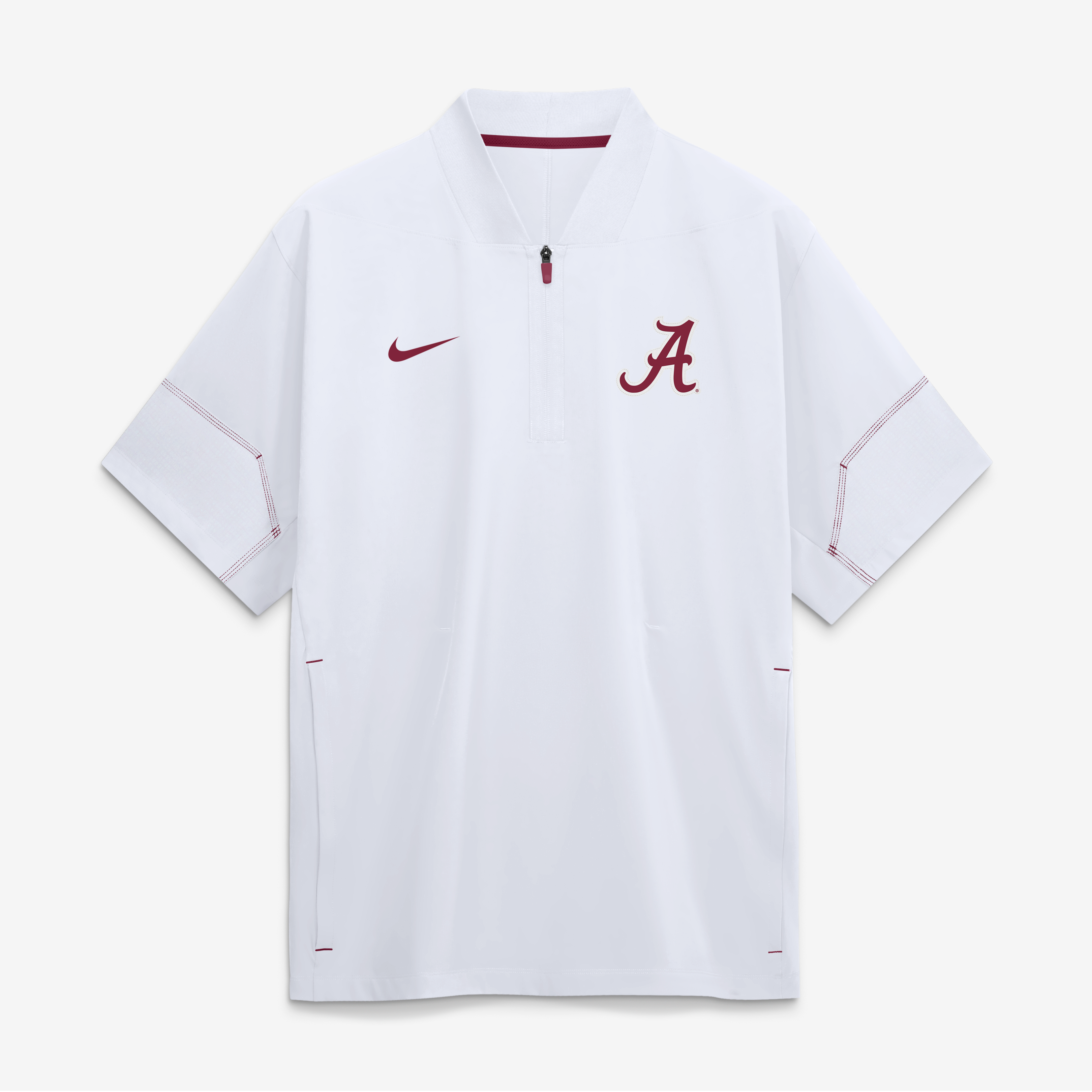 Men's Nike White Alabama Crimson Tide 2026 Sideline Short Sleeve Quarter-Zip Coaches Jacket