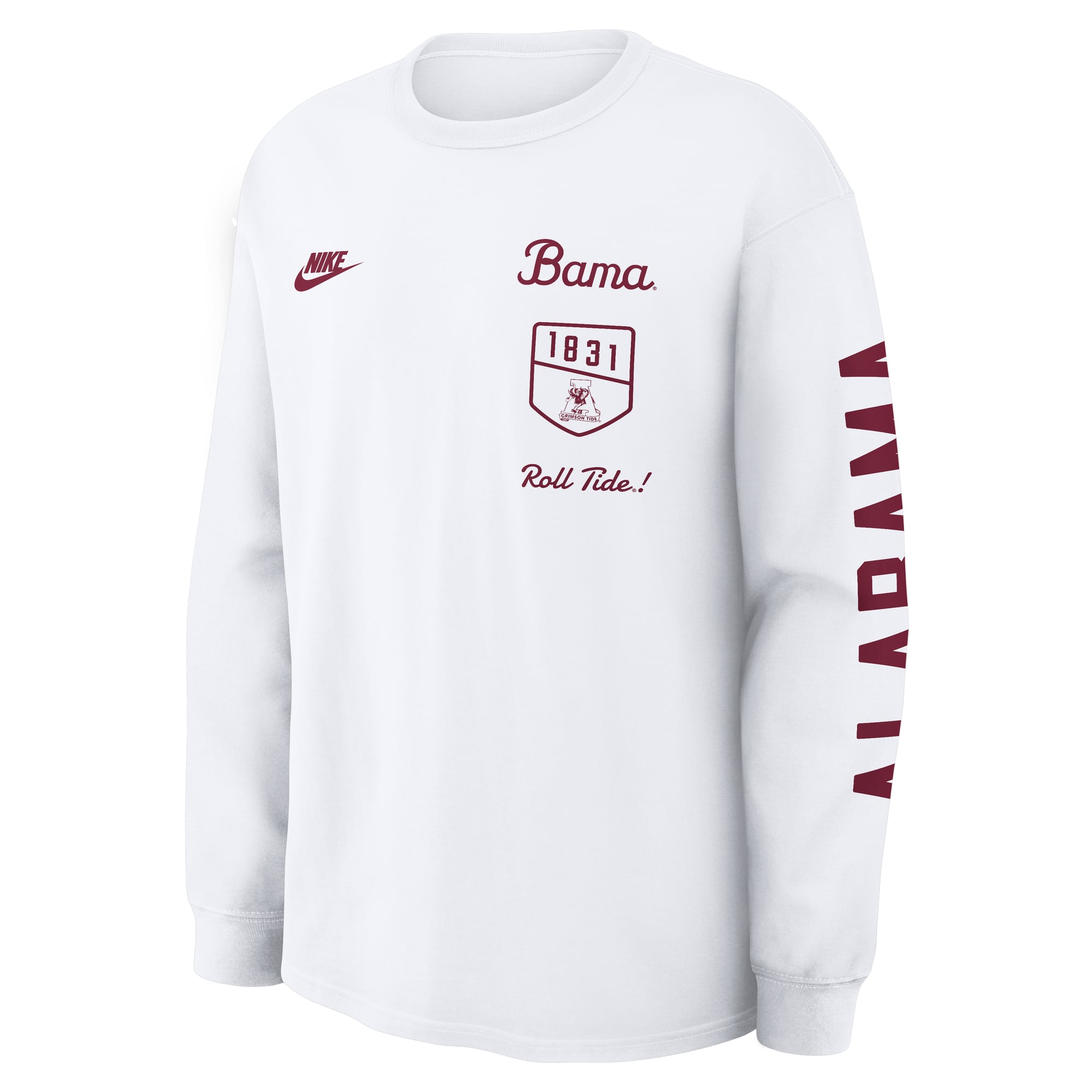 Men's Nike  White Alabama Crimson Tide Max 90 Legacy Multi Graphic Long Sleeve T-Shirt