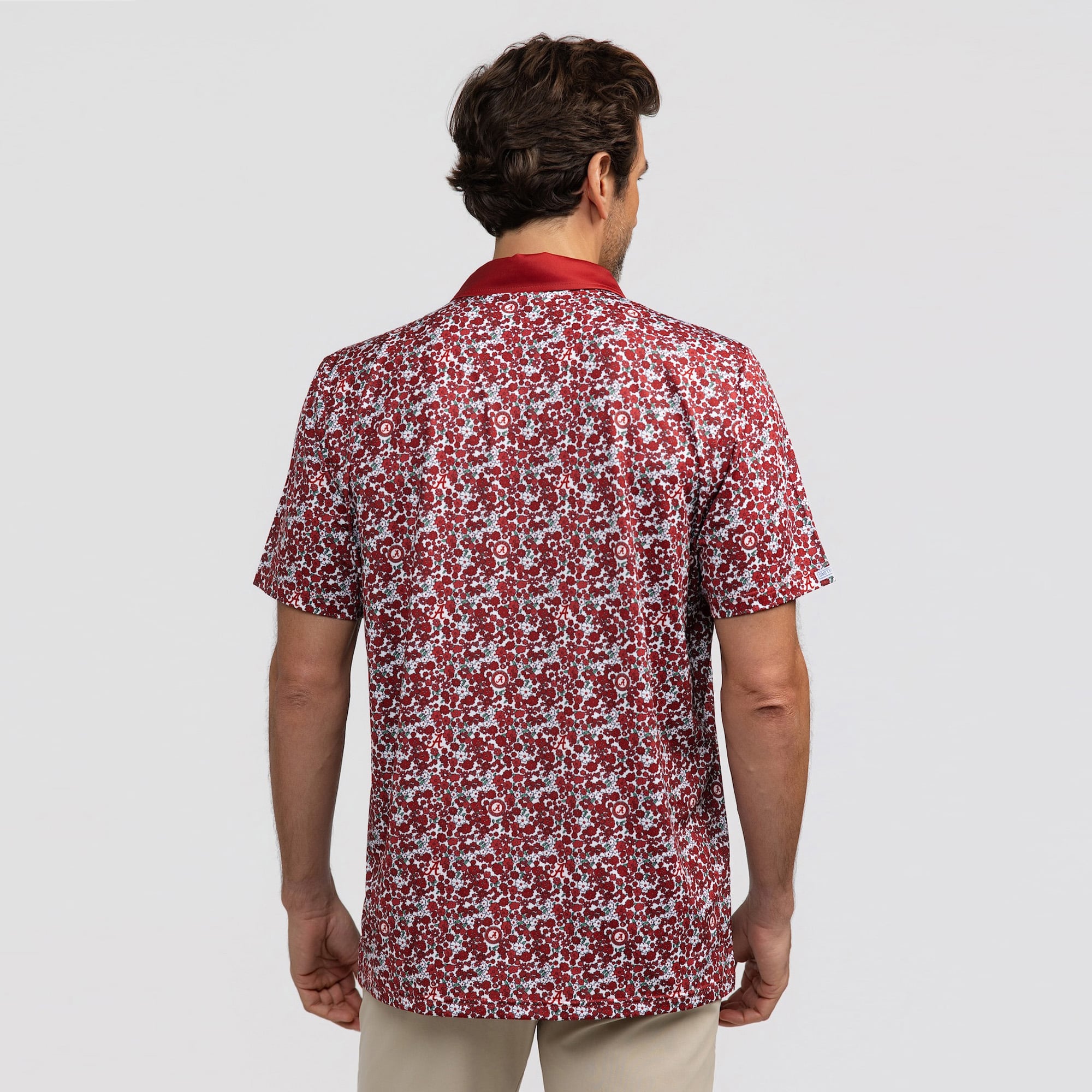 Men's Smith & Quinn Crimson Alabama Tide Poppies Teddy Polo