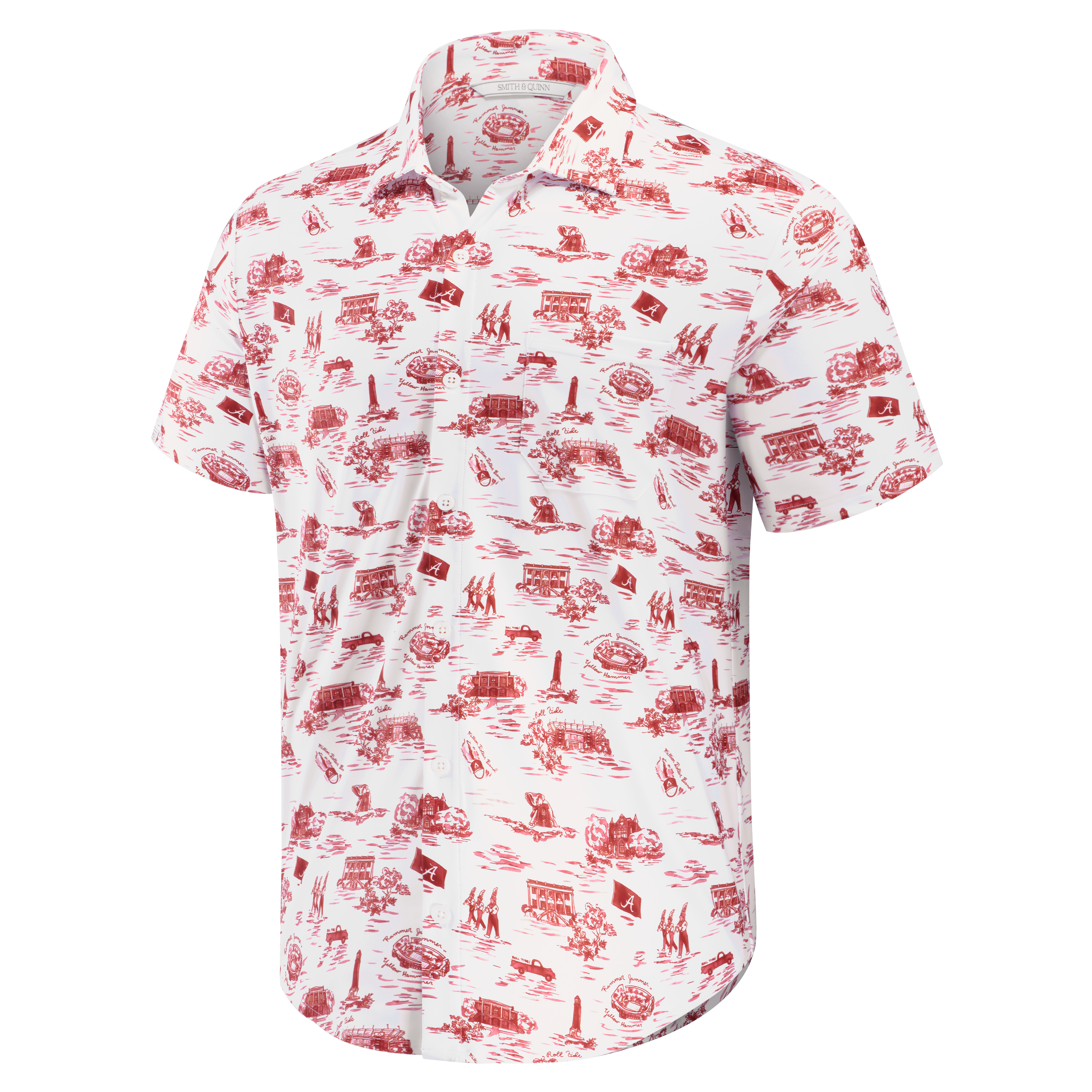 Men's Smith & Quinn White Alabama Crimson Tide Toile Boatyard Button-Up Shirt