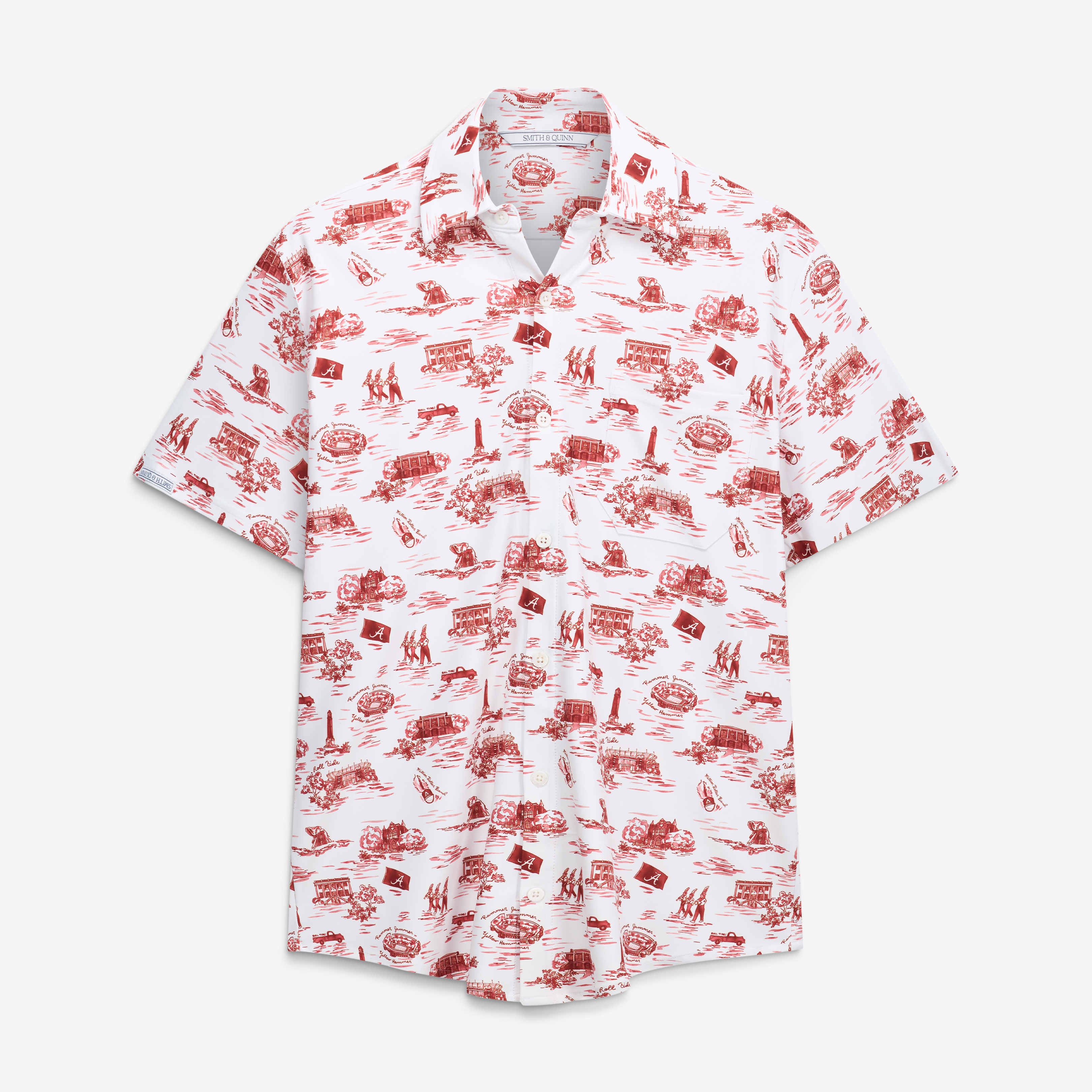 Men's Smith & Quinn White Alabama Crimson Tide Toile Boatyard Button-Up Shirt