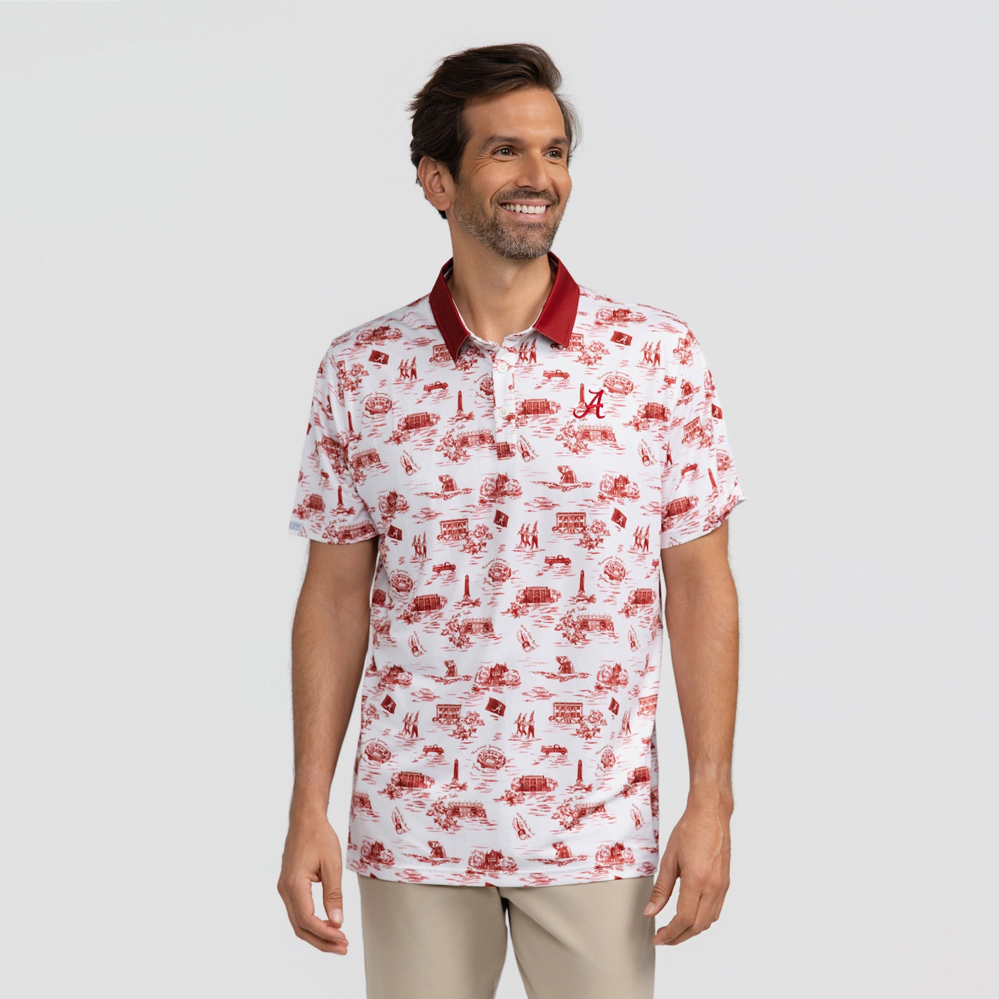 Men's Smith & Quinn White Alabama Crimson Tide Toile Teddy Polo
