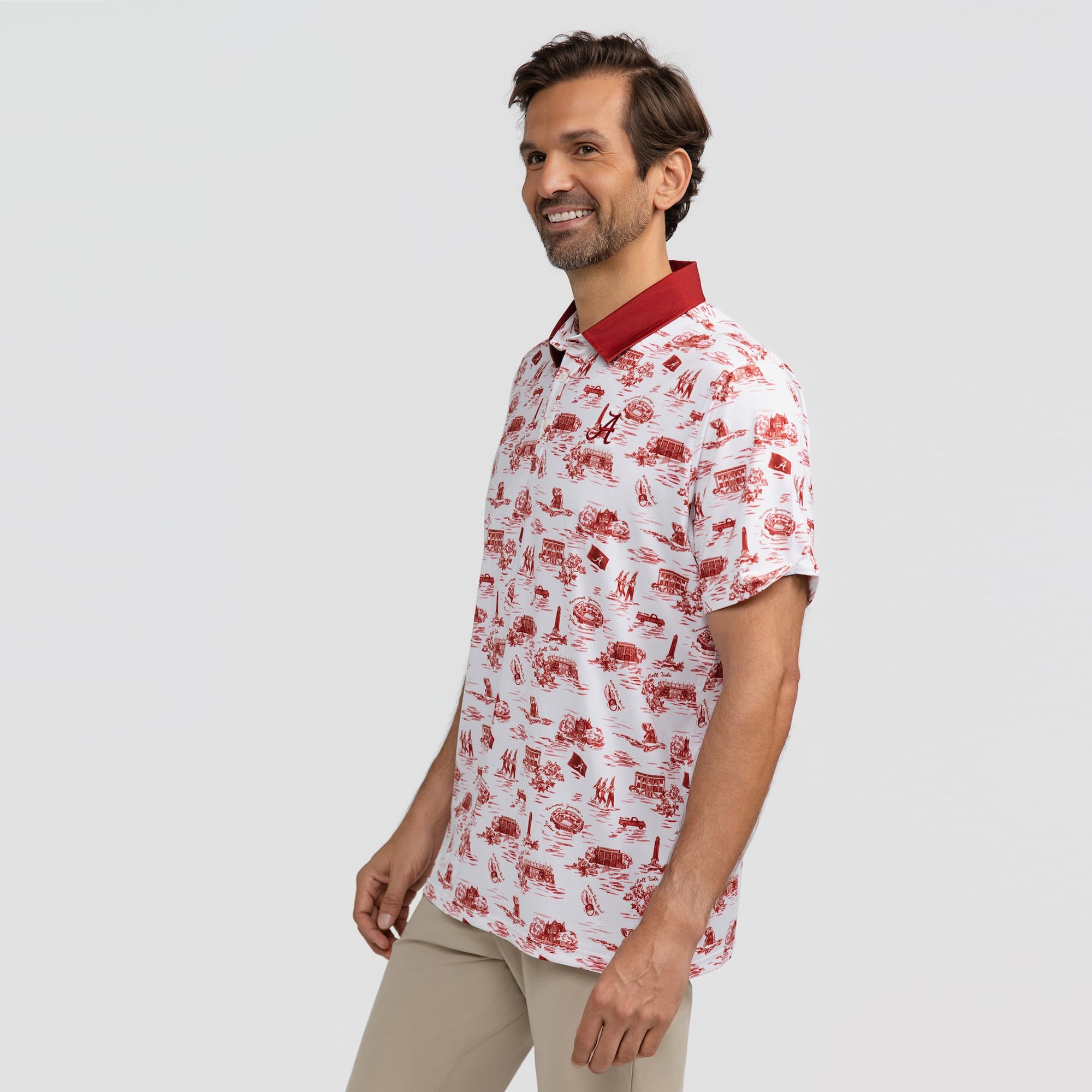 Men's Smith & Quinn White Alabama Crimson Tide Toile Teddy Polo