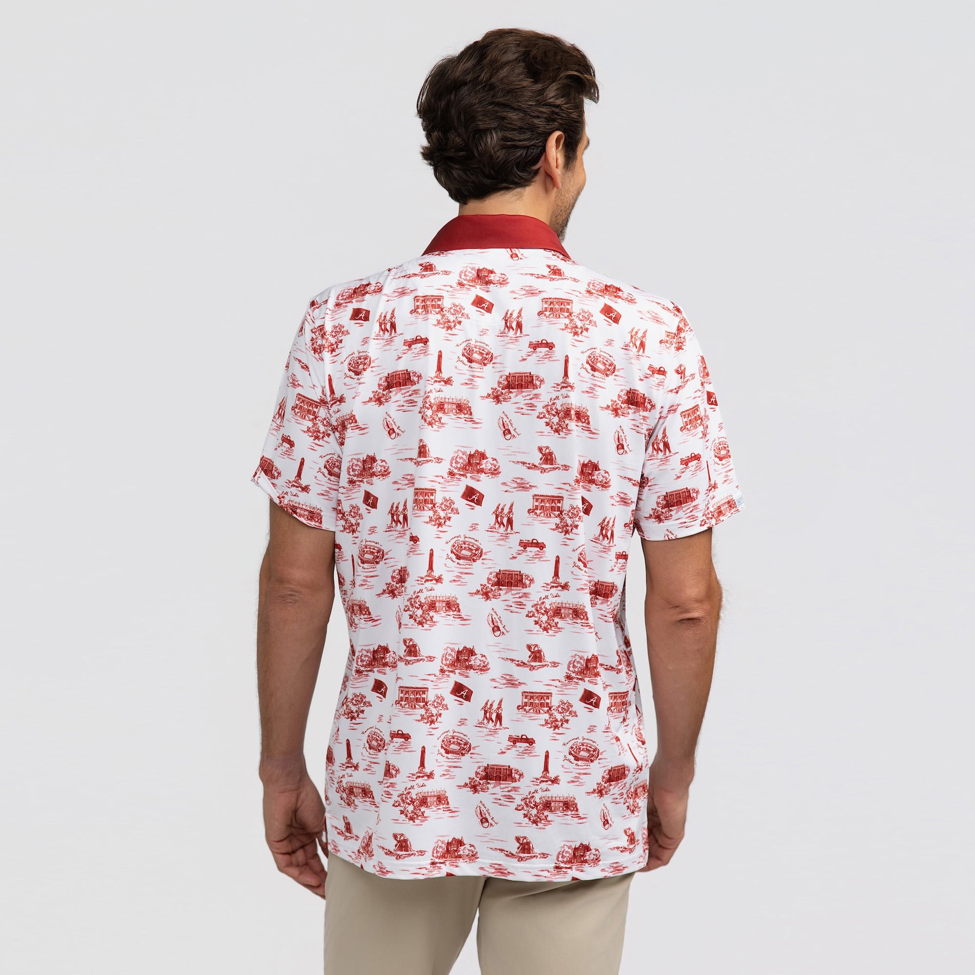 Men's Smith & Quinn White Alabama Crimson Tide Toile Teddy Polo