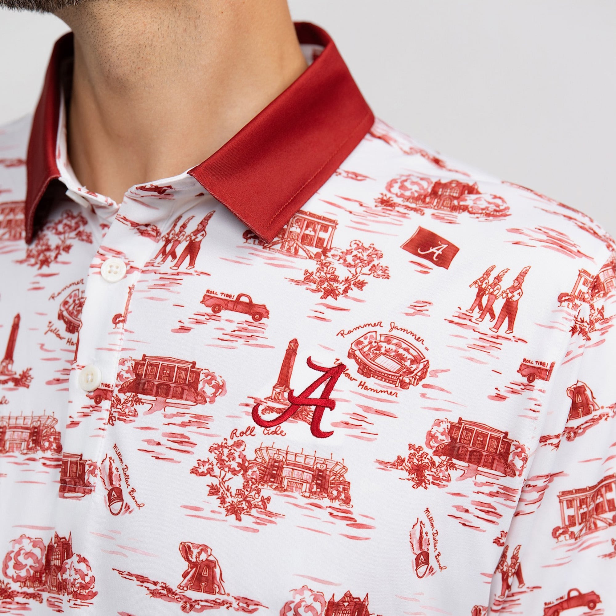 Men's Smith & Quinn White Alabama Crimson Tide Toile Teddy Polo