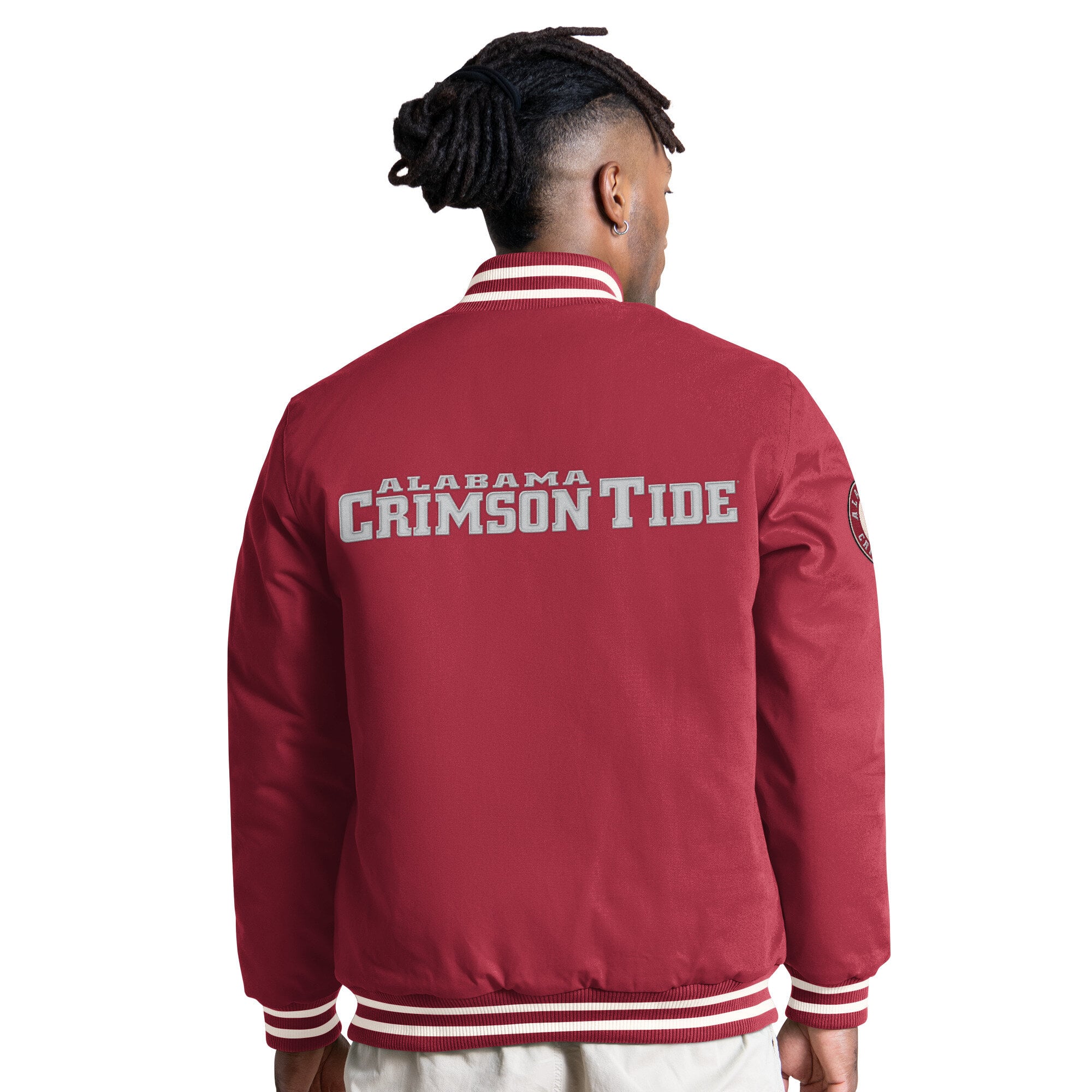 Men's Starter Crimson Alabama Tide Spectator Varsity Full Snap Jacket