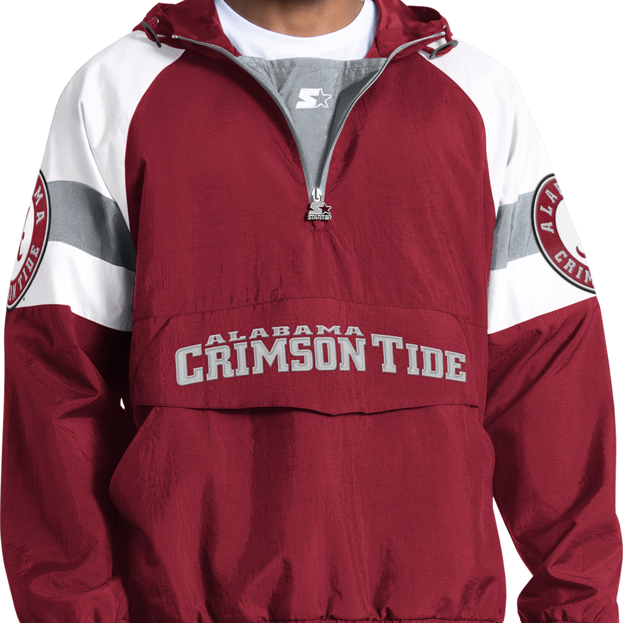 Veste Starter pour homme, coupe streetwear, coloris Alabama Crimson Tide, demi-zip