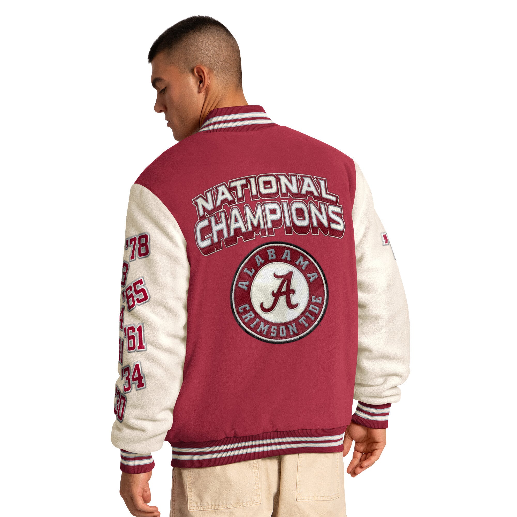 Veste commémorative Starter Crimson Alabama Tide Triple Crown à boutons-pression pour homme