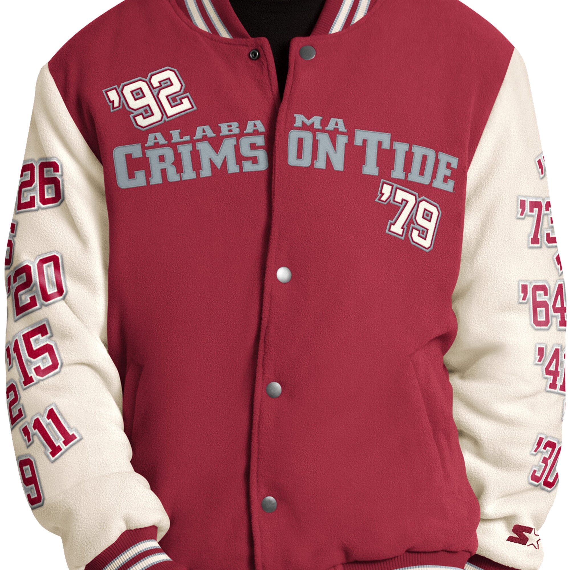 Veste commémorative Starter Crimson Alabama Tide Triple Crown à boutons-pression pour homme