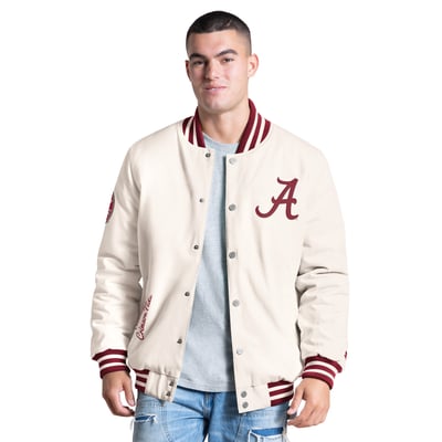 Alabama Crimson Tide Starter Spectator Varsity Full Snap Jacket - White