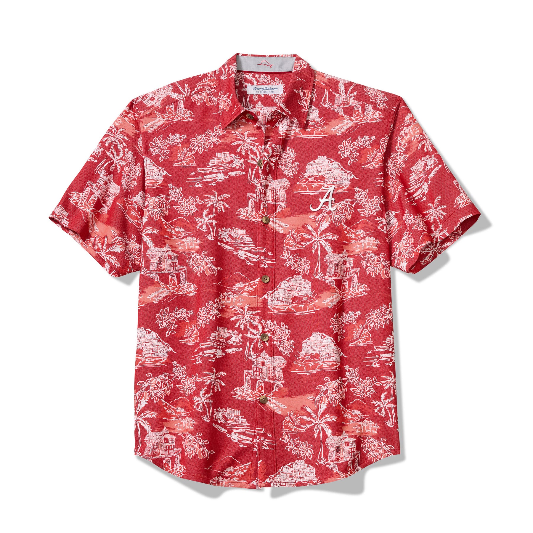 Men's Tommy Bahama Crimson Alabama Tide Coastal Ease Paradise Isle Camp Button-Up Shirt