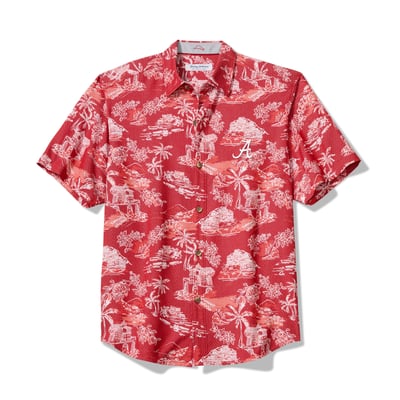Alabama Crimson Tide Tommy Bahama Coastal Ease Paradise Isle Camp Button-Up Shirt - Crimson