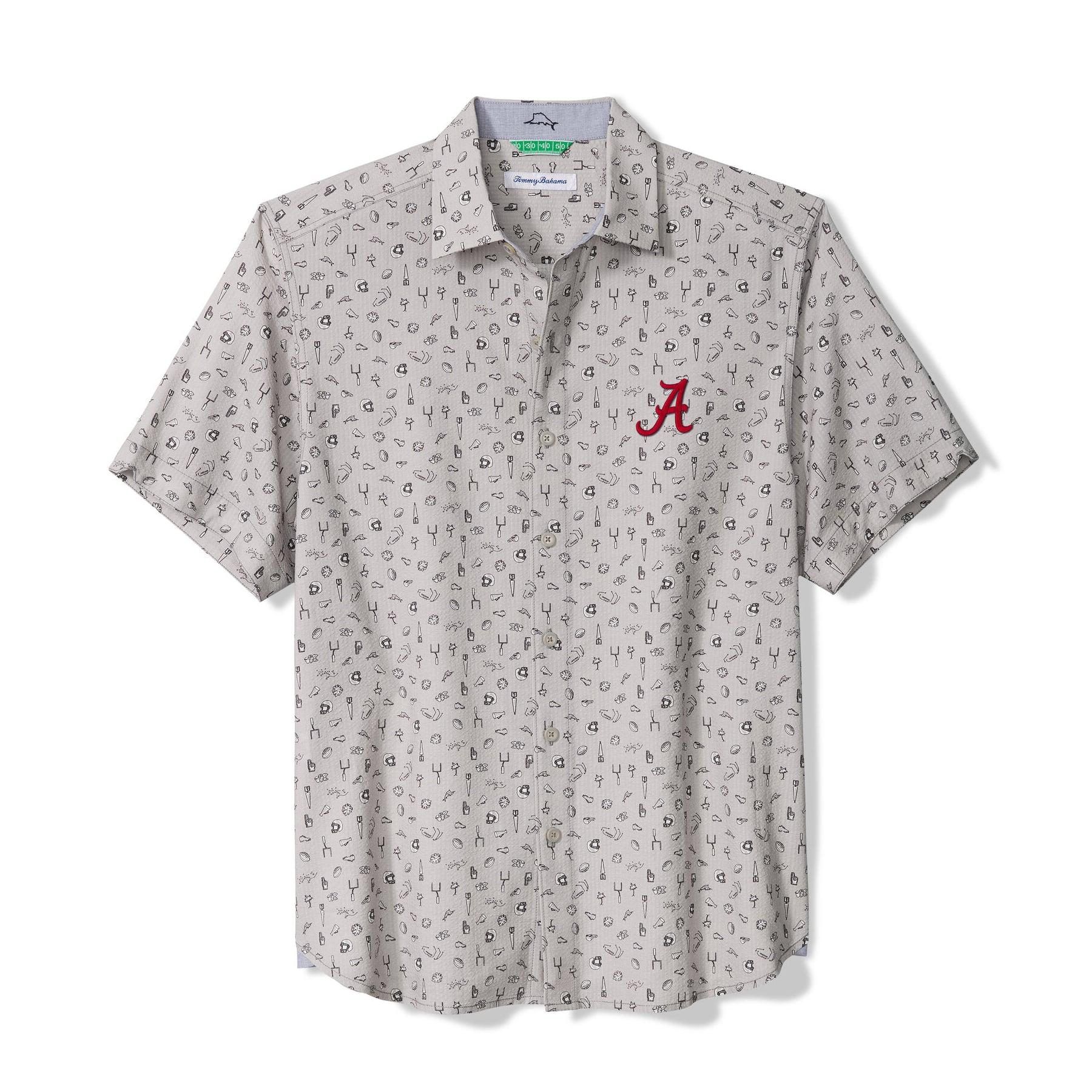 Men's Tommy Bahama Gray Alabama Crimson Tide Playa Playbook Camp IslandZone Button-Up Shirt