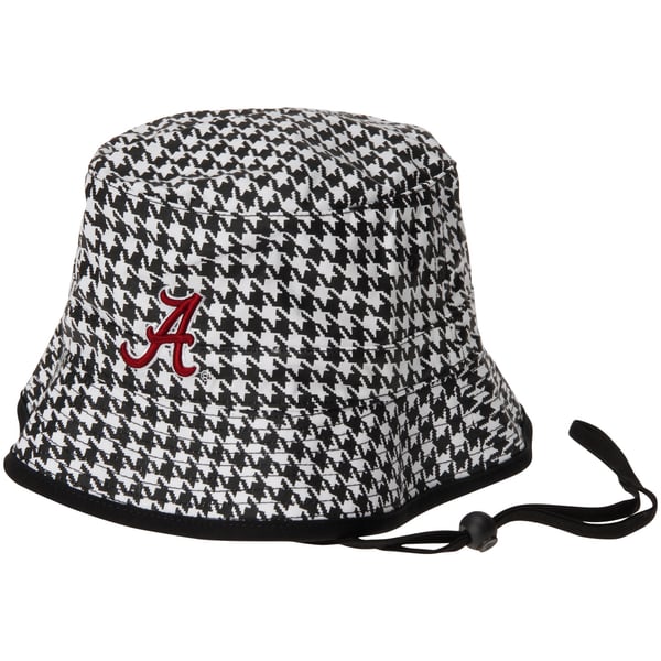 Black & White Houndstooth Fedora Hat With Alabama Crimson Tide Logo & Cartoon El top-of-the-world-alabama-  main image 3