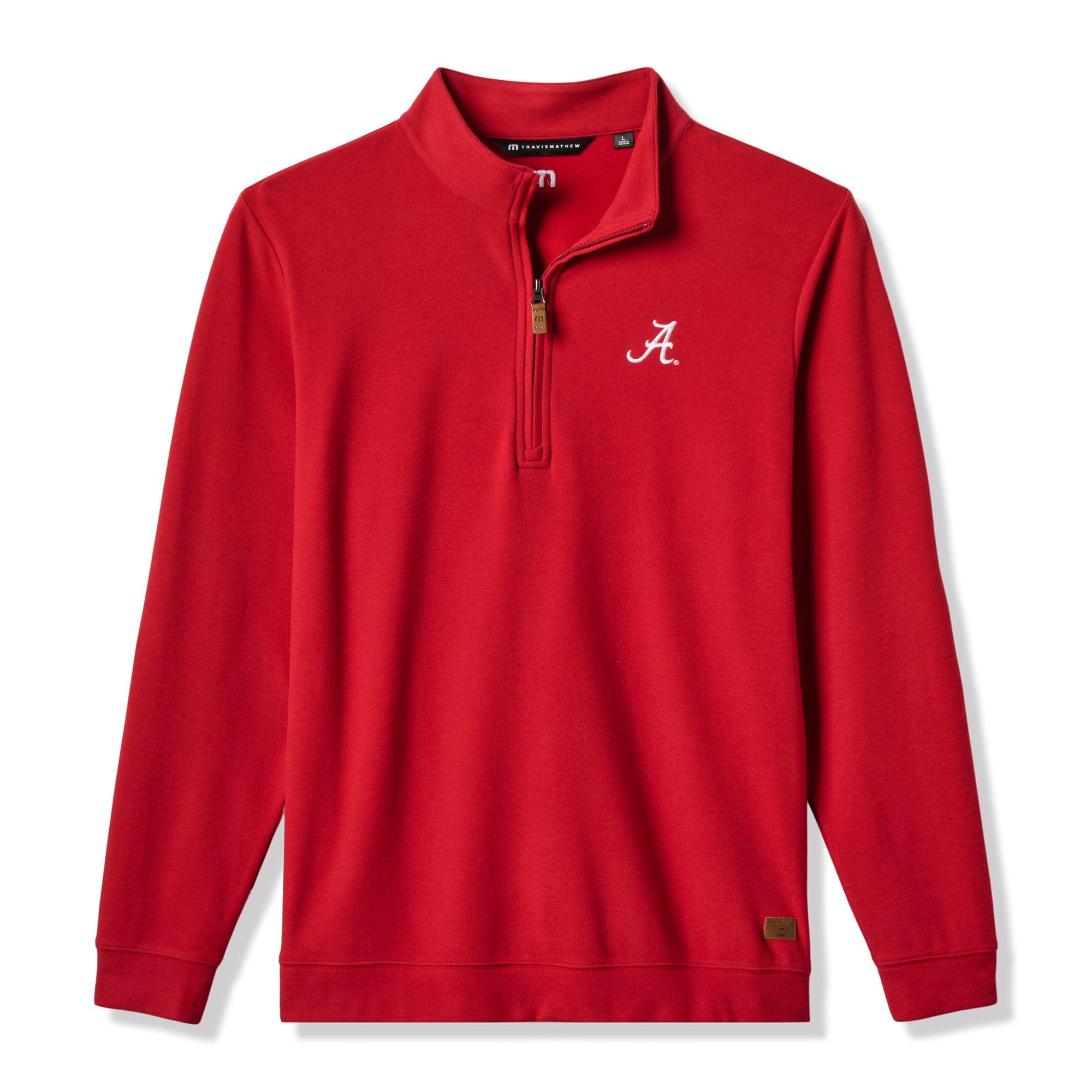 Men's TravisMathew Crimson Alabama Tide Cloud Home Game Quarter-Zip Tri-Blend Pullover