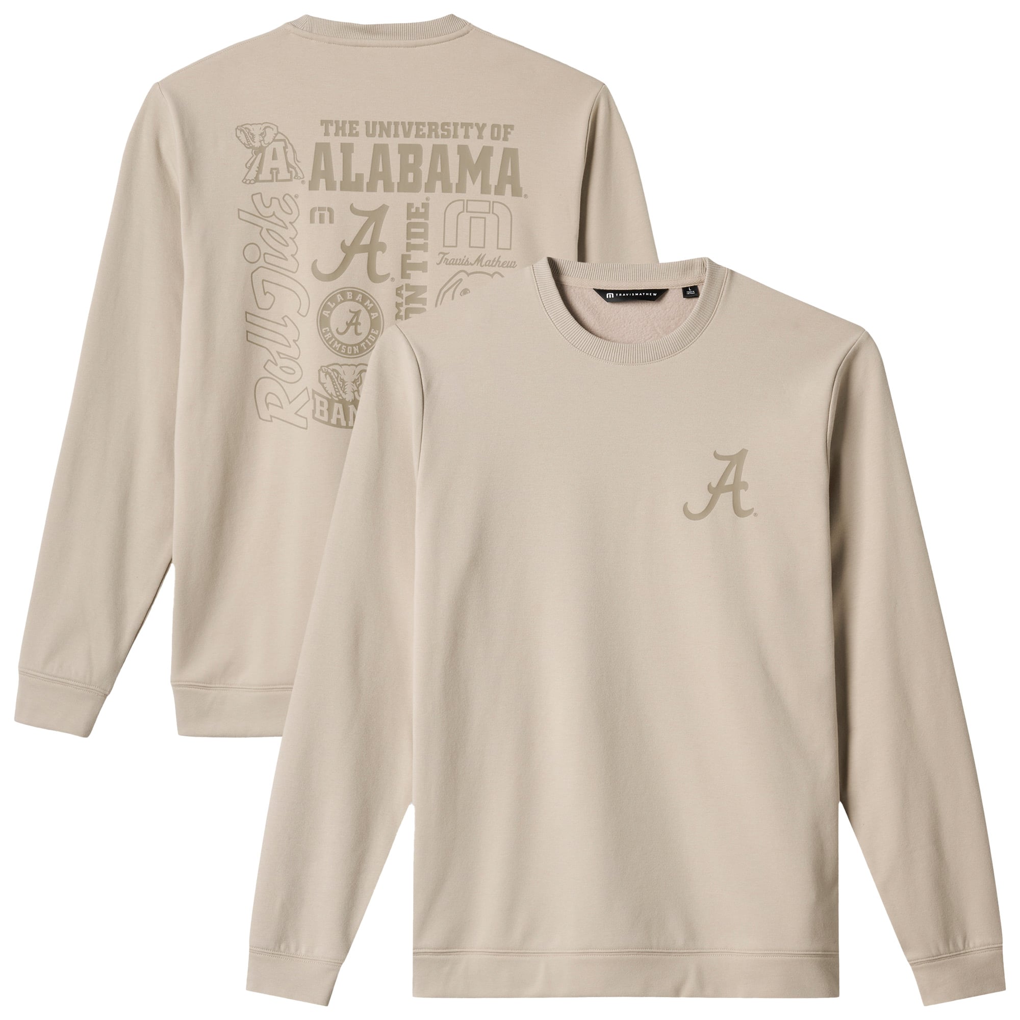 Sweat-shirt en polaire tri-blend beige TravisMathew Alabama Crimson Tide Campus Hero pour homme