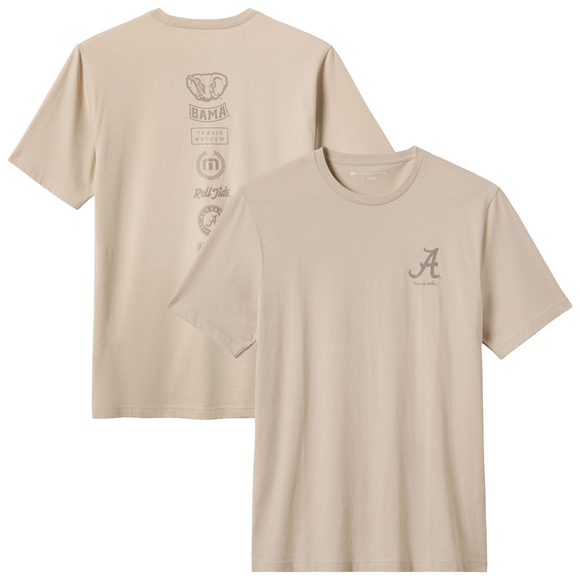 T-shirt TravisMathew beige de l'équipe universitaire Alabama Crimson Tide