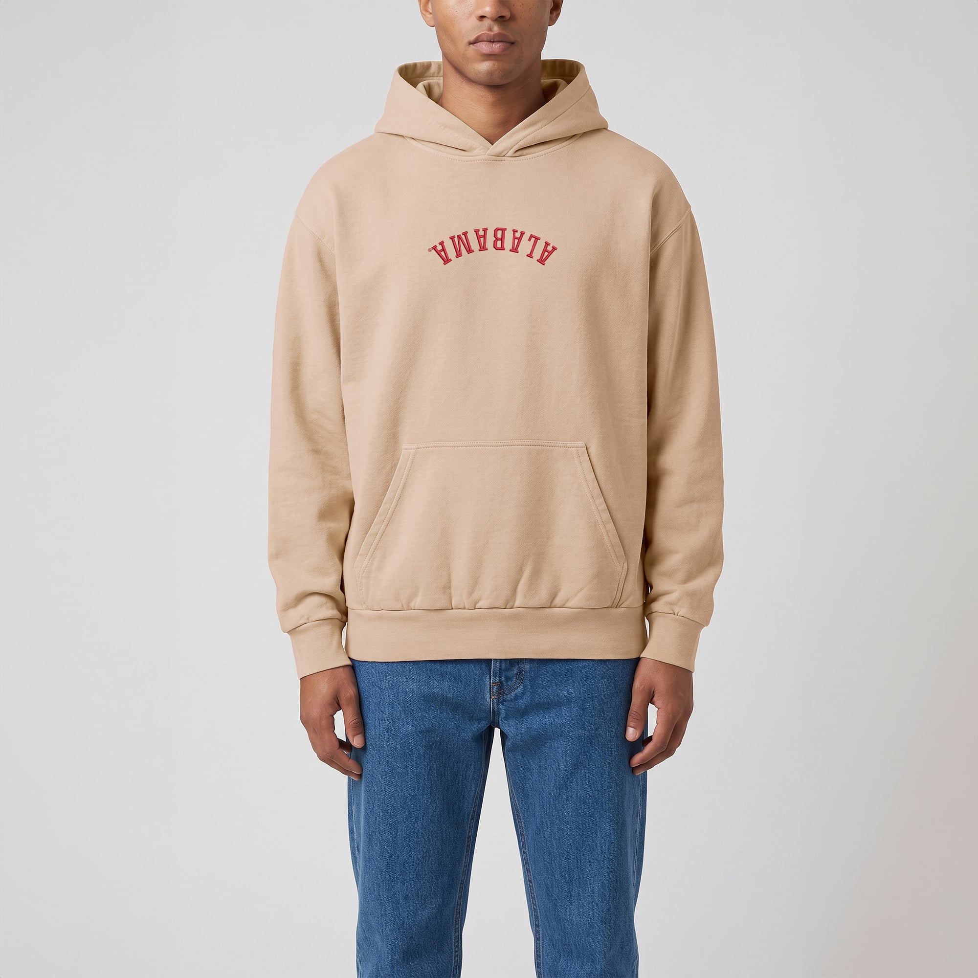 Men's Uscape Apparel Tan Alabama Crimson Tide Upside Down Embroidered Vintage Heavyweight Hoodie