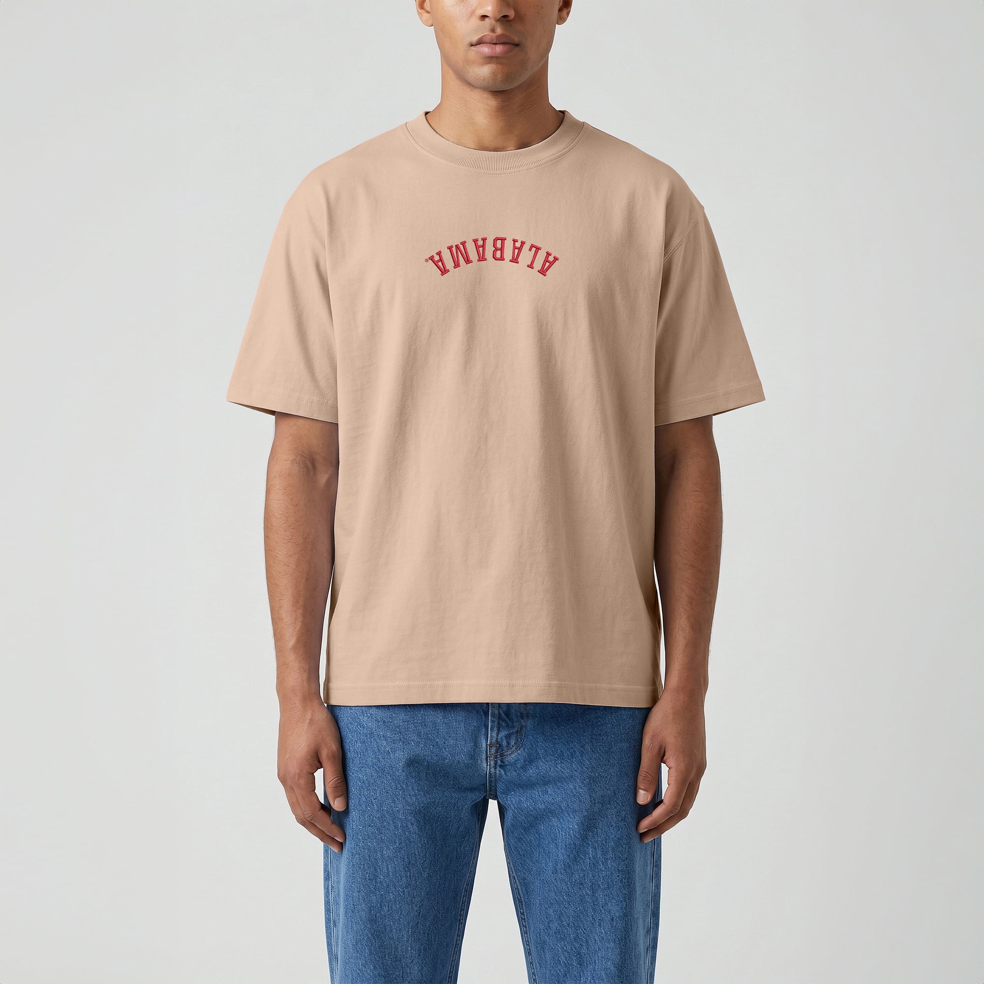 Men's Uscape Apparel Tan Alabama Crimson Tide Upside Down Embroidered Vintage Heavyweight T-Shirt