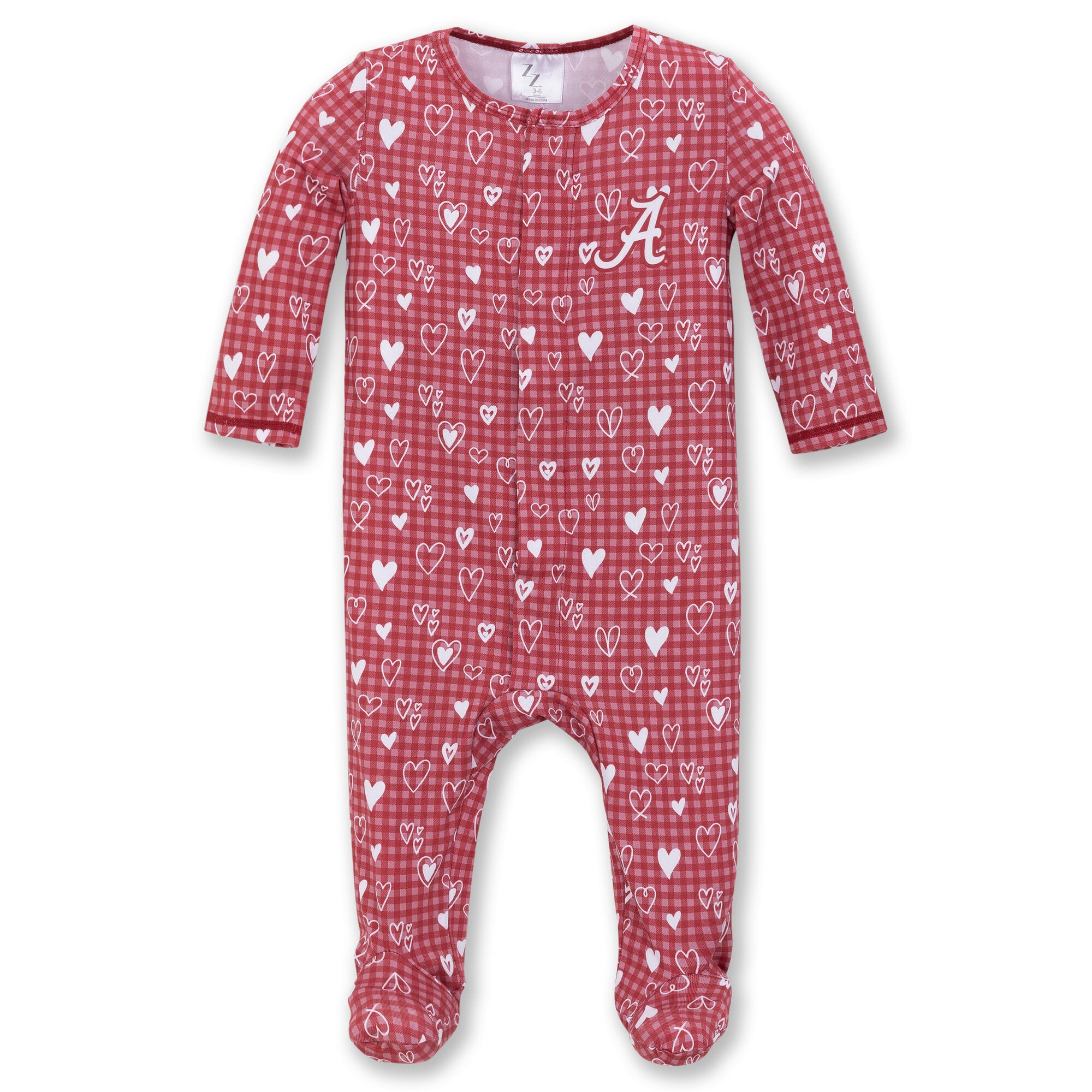 Pyjama gigoteuse ZooZatz pour nouveau-né et nourrisson, motif cœurs Crimson Tide de l'Alabama