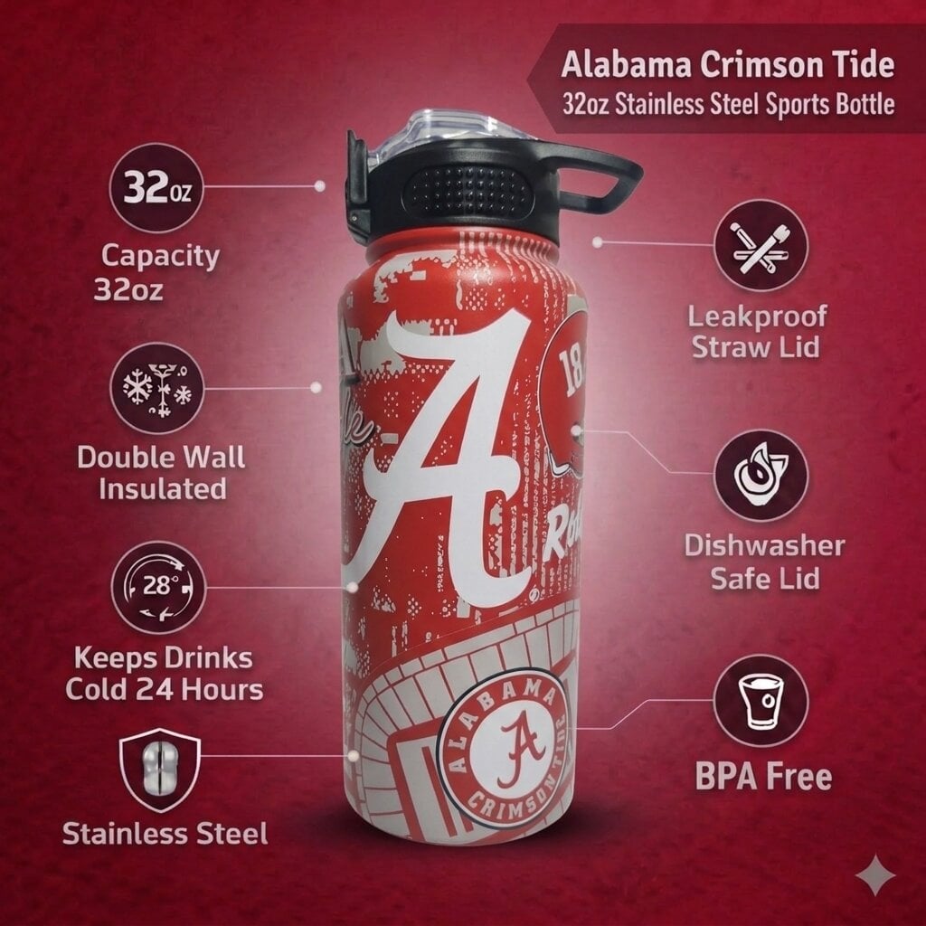 Gourde Pegasus Alabama Crimson Tide 32 oz. Home Field Mashup en acier inoxydable ProPress