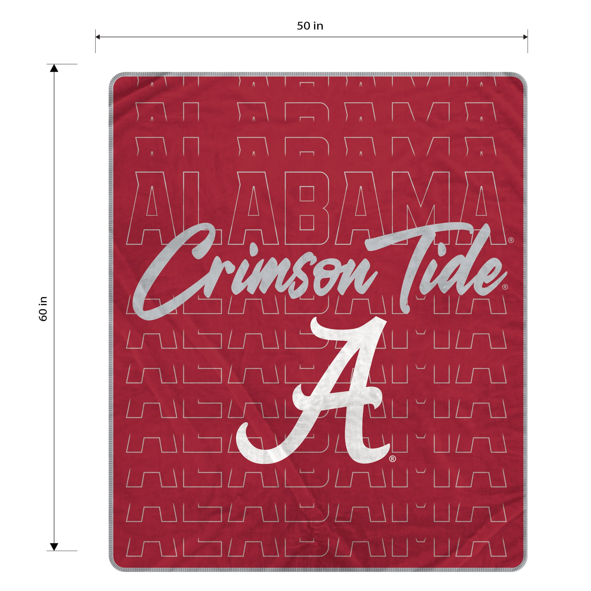 Pegasus Alabama Crimson Tide Echo Script Fade 50" x 60" Ultra Soft Throw Blanket