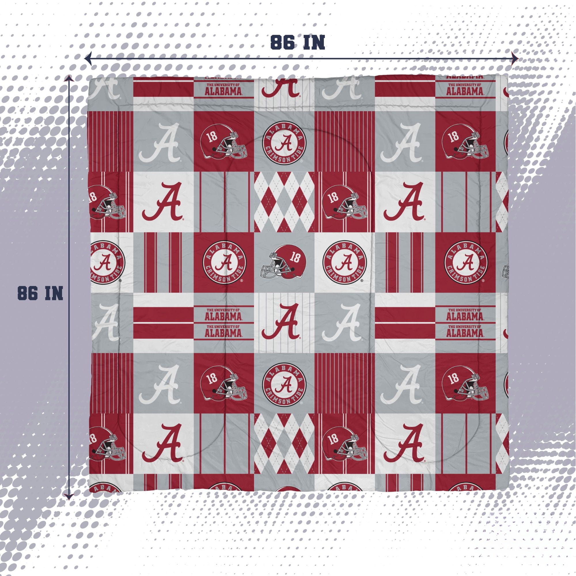 Pegasus Alabama Crimson Tide Patchwork Plaid Three-Piece Full/Queen Bed in a Bag Set