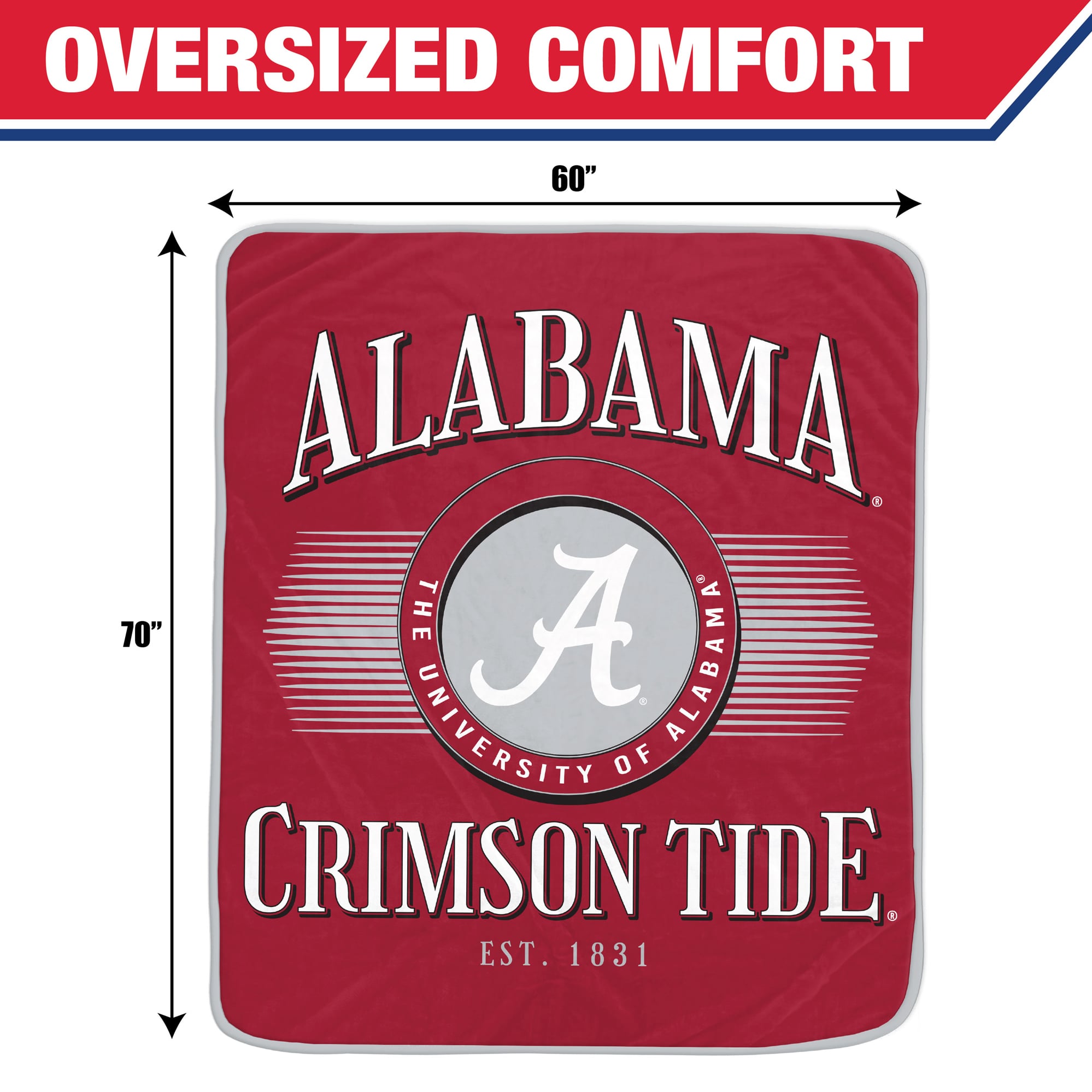 Couverture Pegasus Alabama Crimson Tide Spotlight Arch 60" x 70" ultra douce