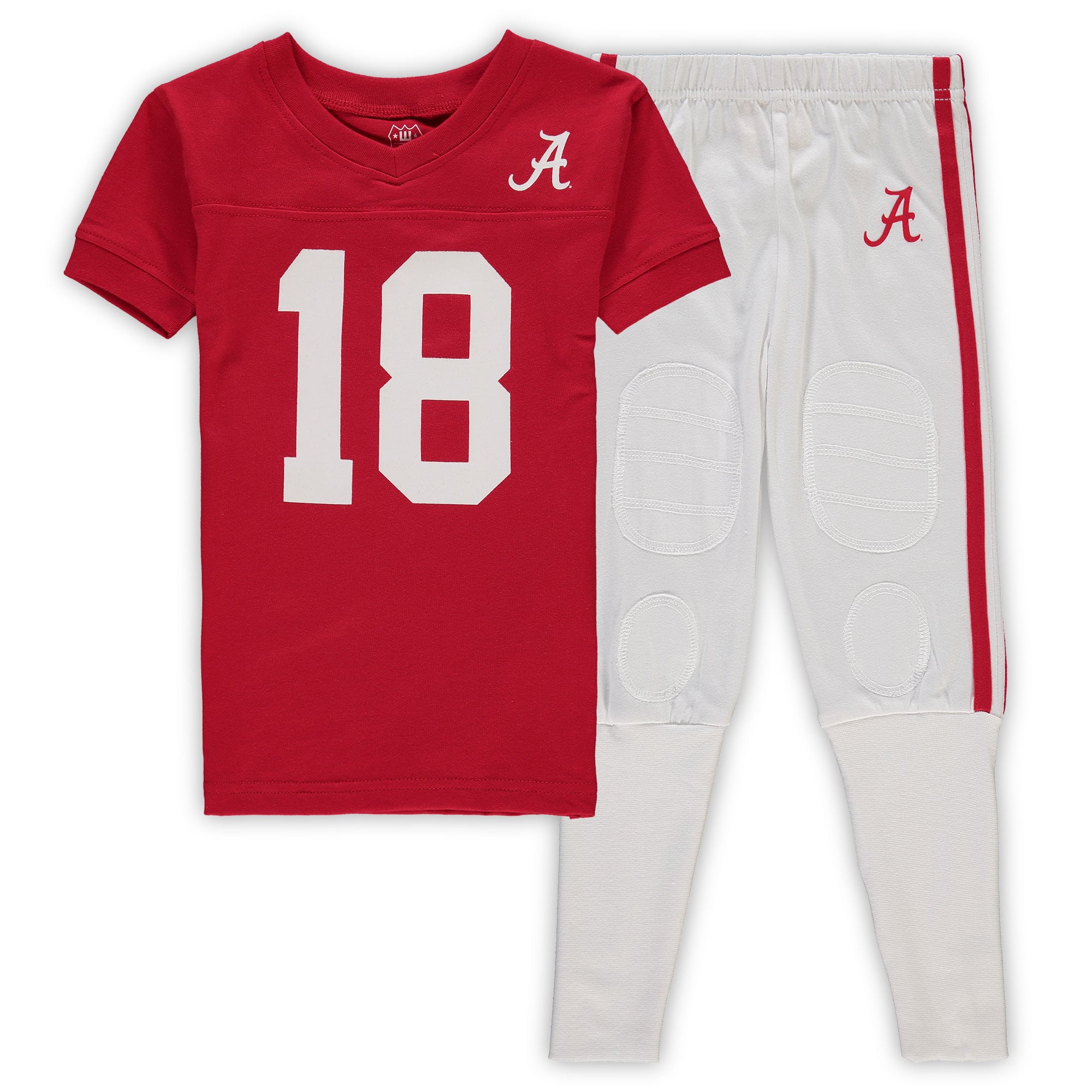 Ensemble pyjama à col en V Wes & Willy Crimson Alabama Tide pour enfants d'âge préscolaire