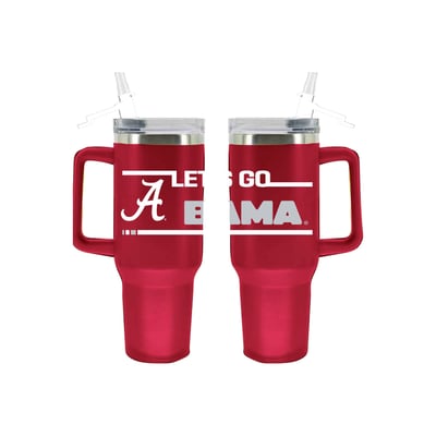 Gobelet isotherme Alabama Crimson Tide de 1,2 L (40 oz) en acier inoxydable avec paille rabattable, de la marque The Memory Company.