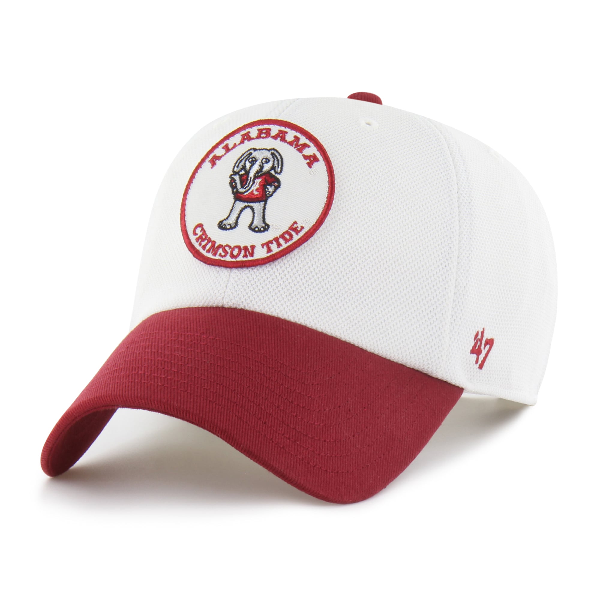 Unisex '47 White/Crimson Alabama Crimson Tide Pique Patch Clean Up Adjustable Hat