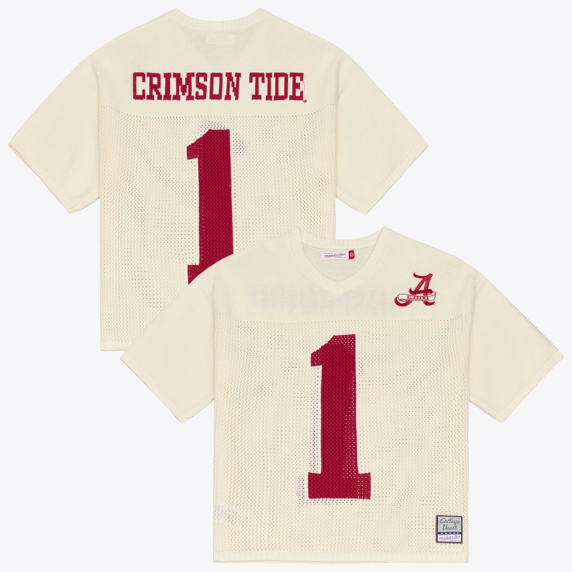 Unisex Mitchell & Ness Cream Alabama Crimson Tide Retro Roots Sweater Jersey