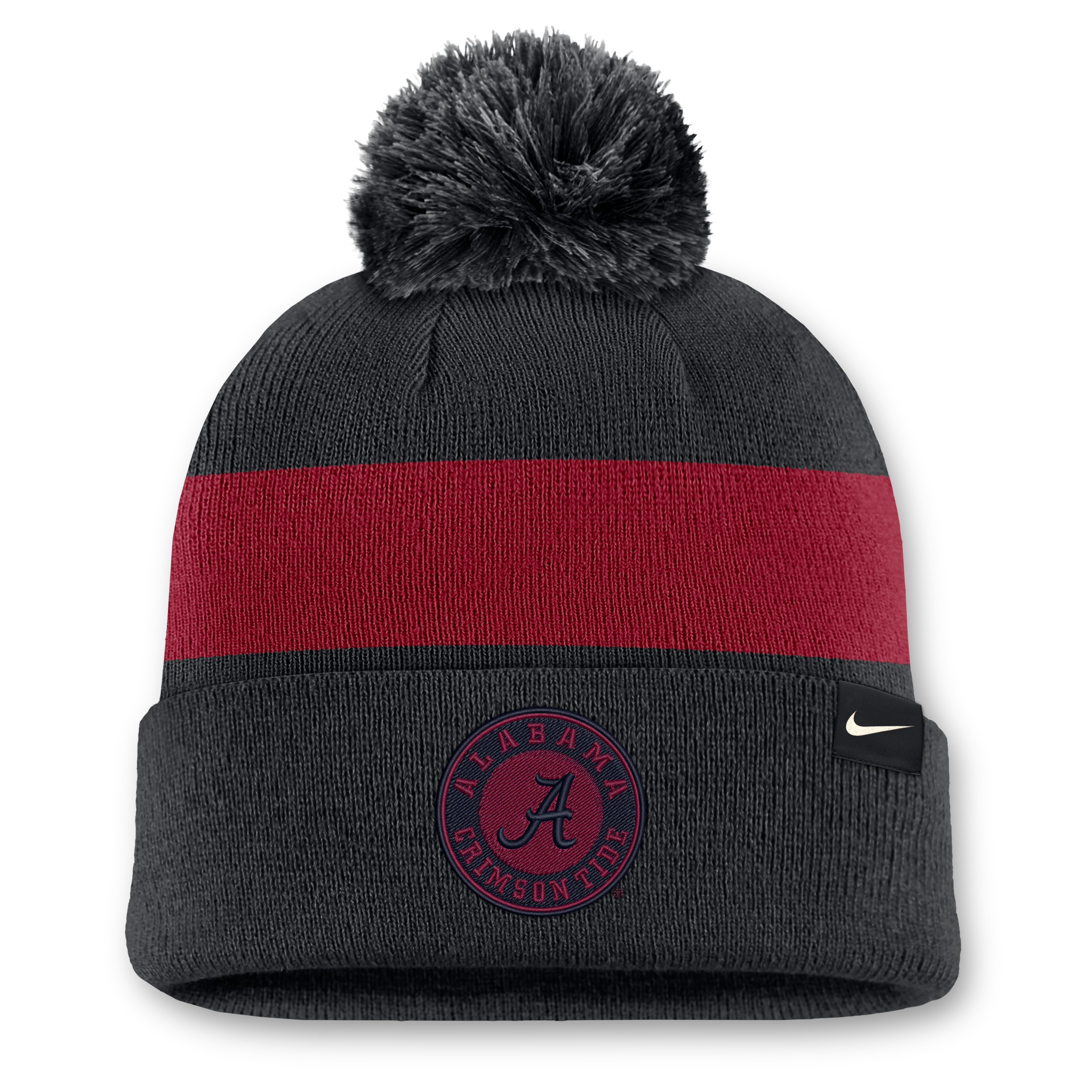 Bonnet unisexe Nike noir Alabama Crimson Tide Primetime Stripe à revers et pompon