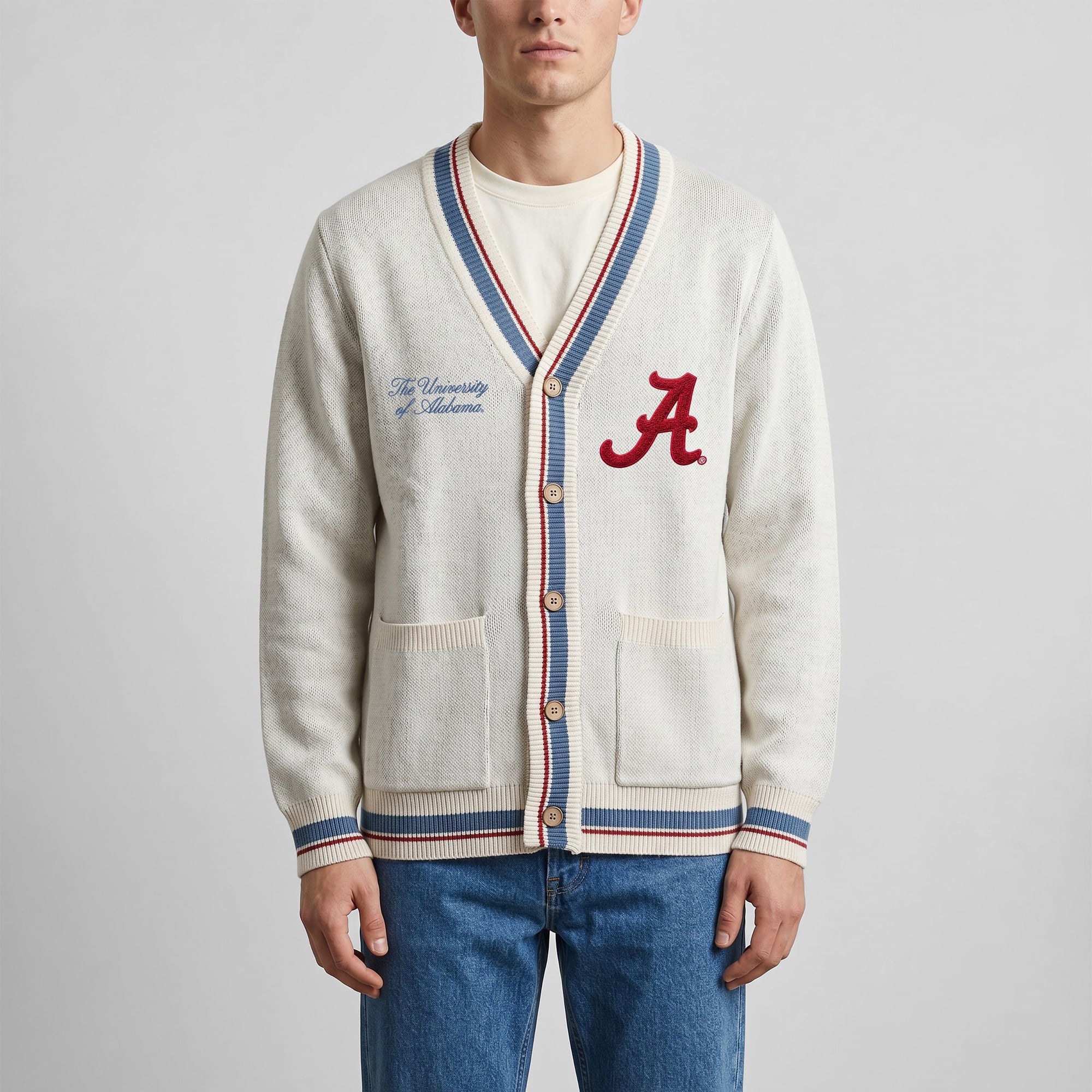 Gilet unisexe Uscape Apparel Natural Alabama Crimson Tide Americana à rayures boutonnées