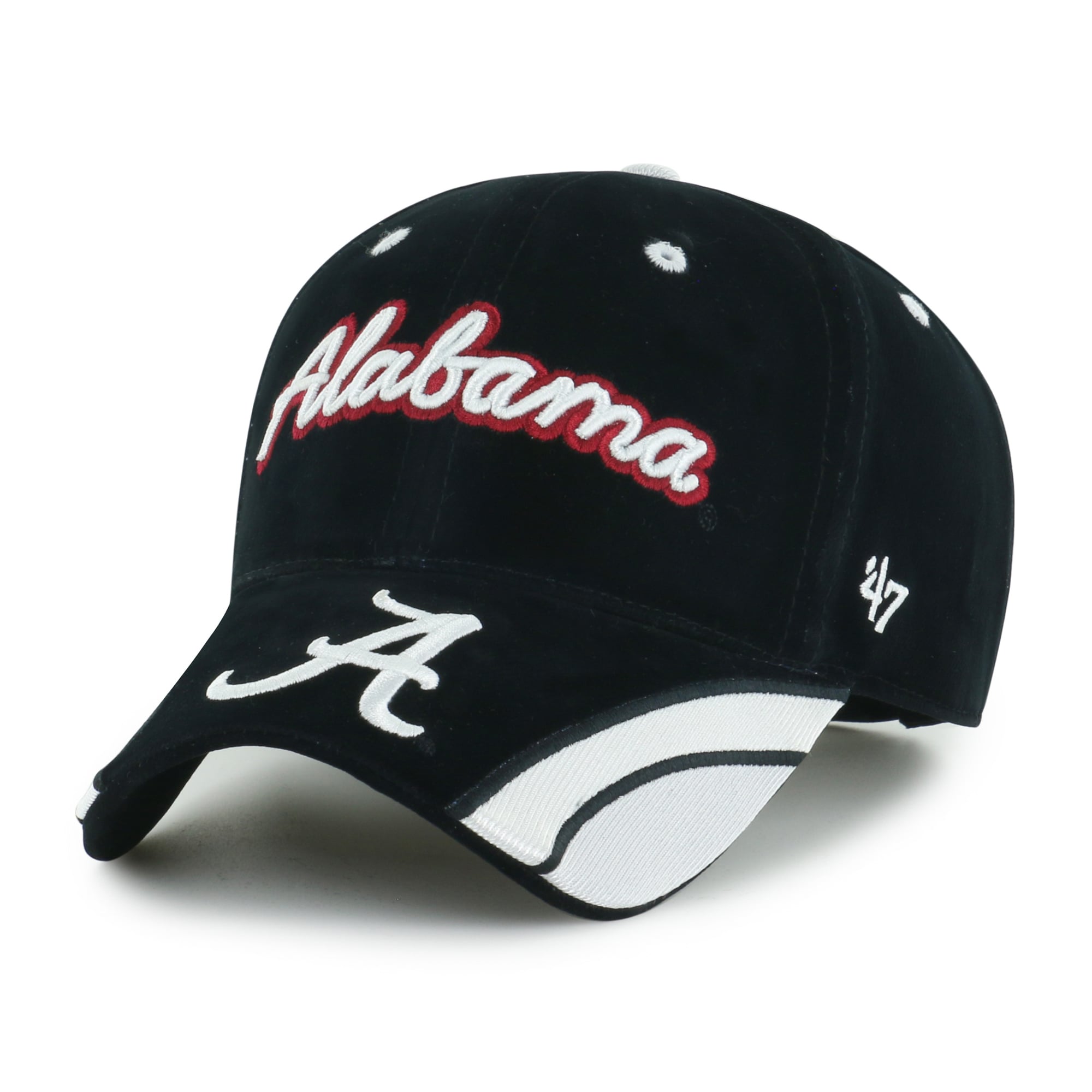 Casquette ajustable pour femme '47 Black Alabama Crimson Tide en velours denim avec inscription MVP