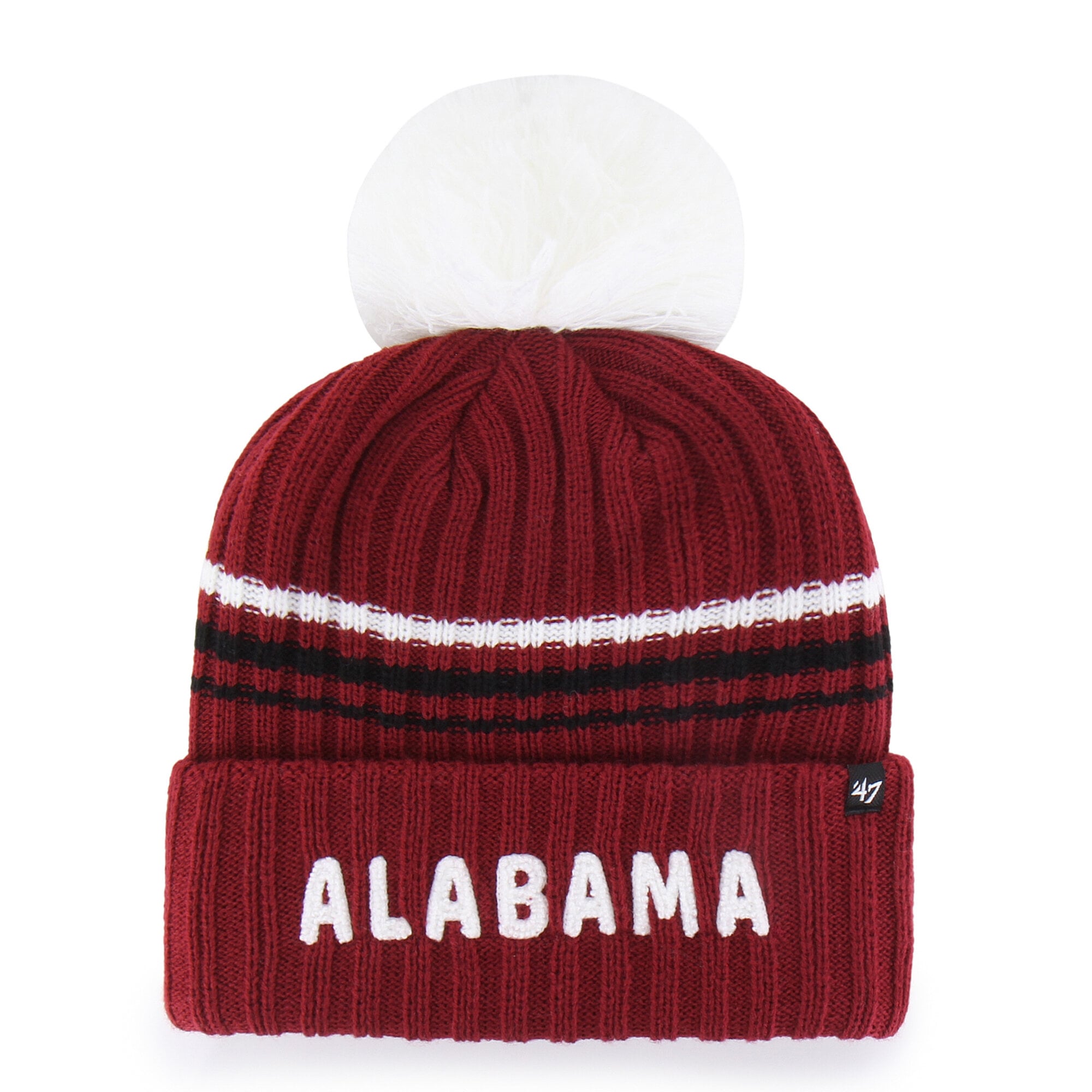 Bonnet en maille duveteuse à gros pompon « Crimson Alabama Crimson Tide » pour femme, édition limitée 47
