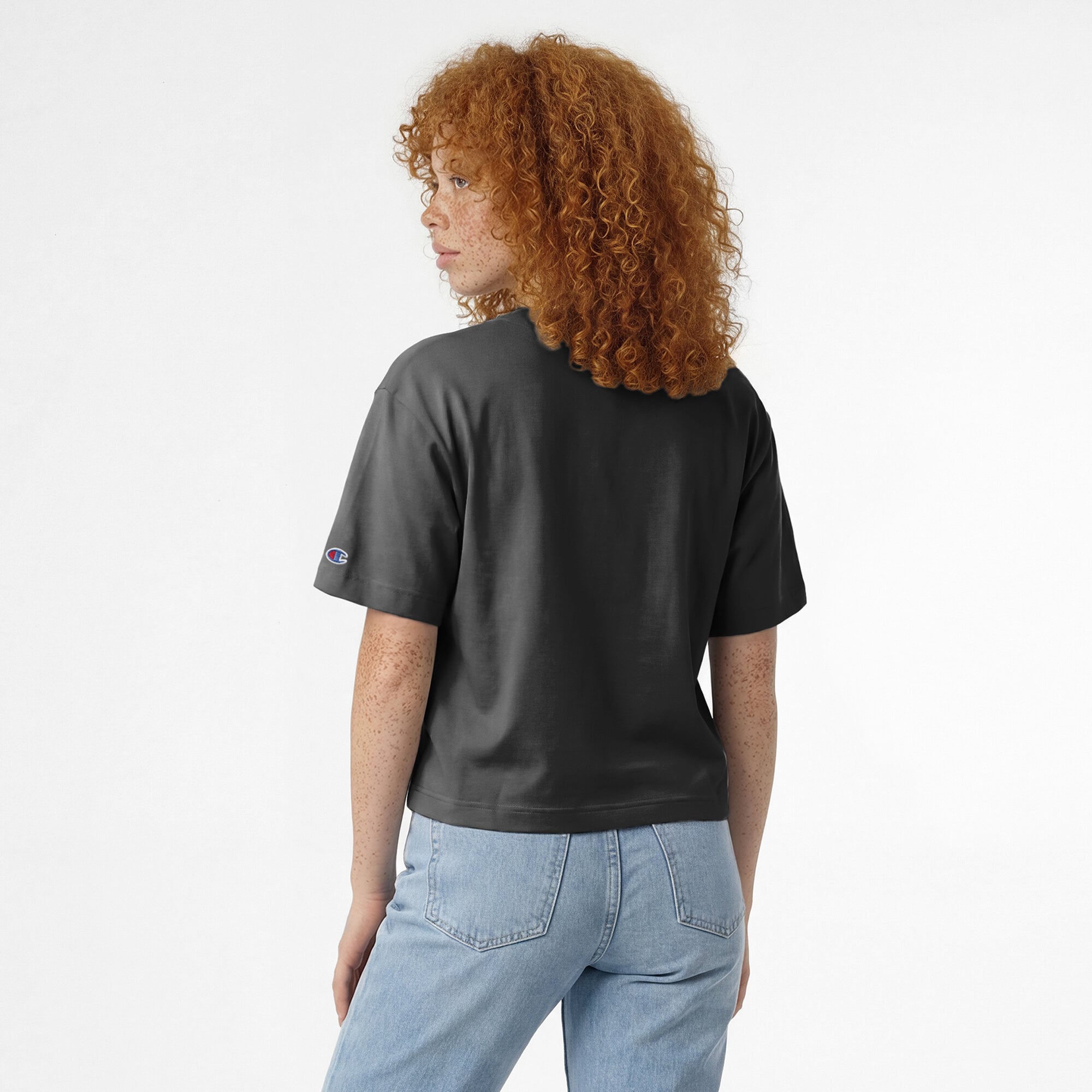 Women's Champion Black Alabama Crimson Tide Waist Length Wordmark T-Shirt