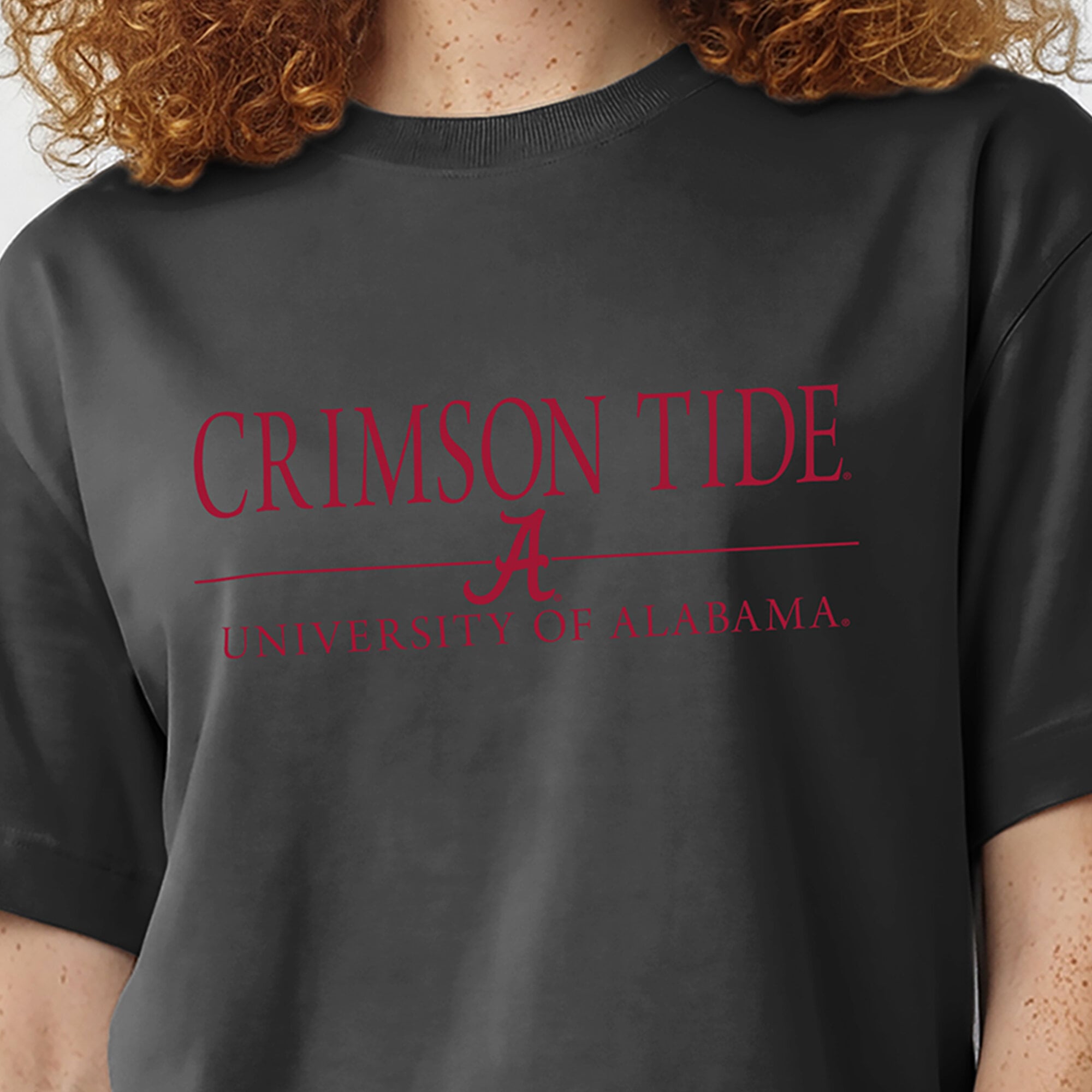 Women's Champion Black Alabama Crimson Tide Waist Length Wordmark T-Shirt