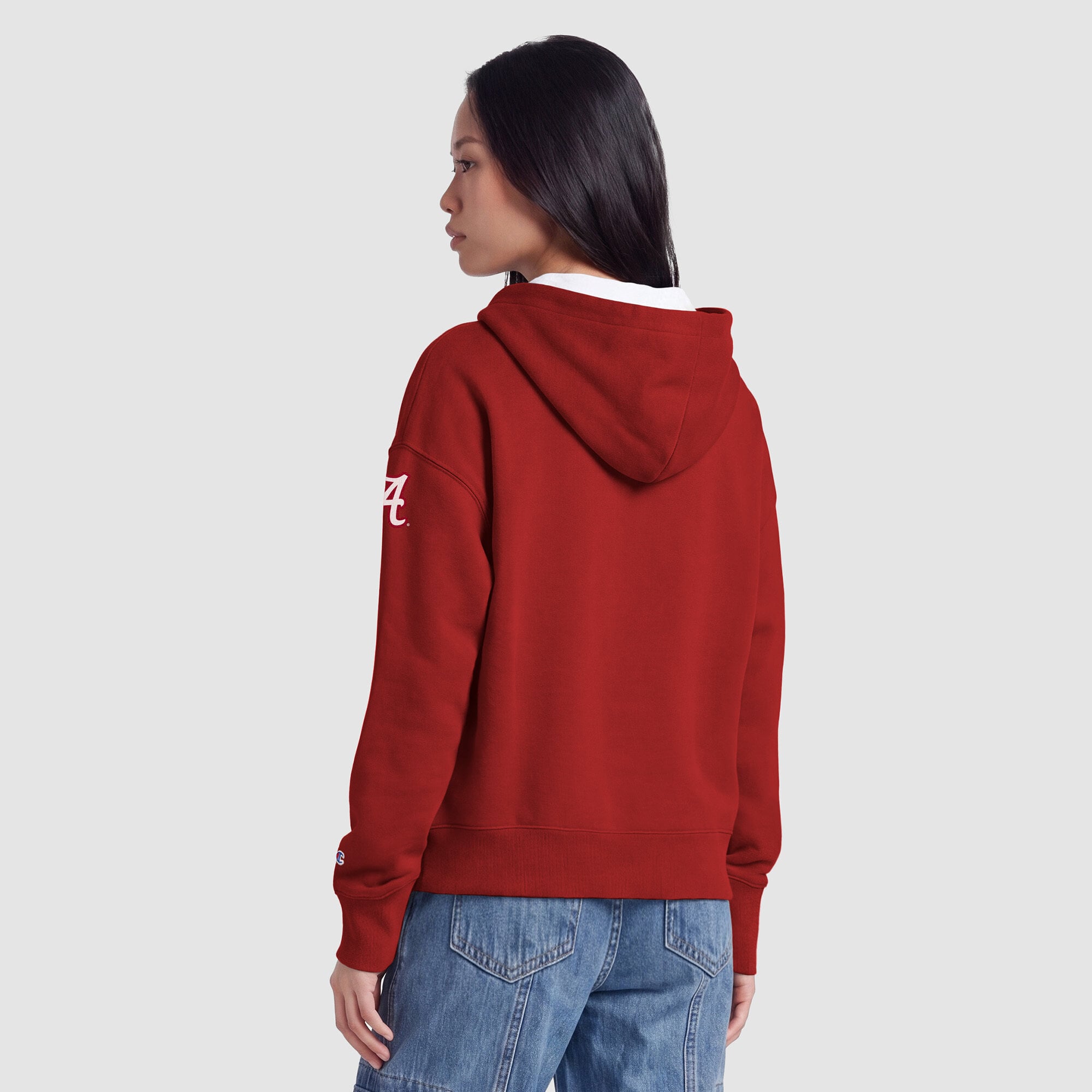Women's Champion Crimson Alabama Tide Arch Full-Zip Fleece Hoodie