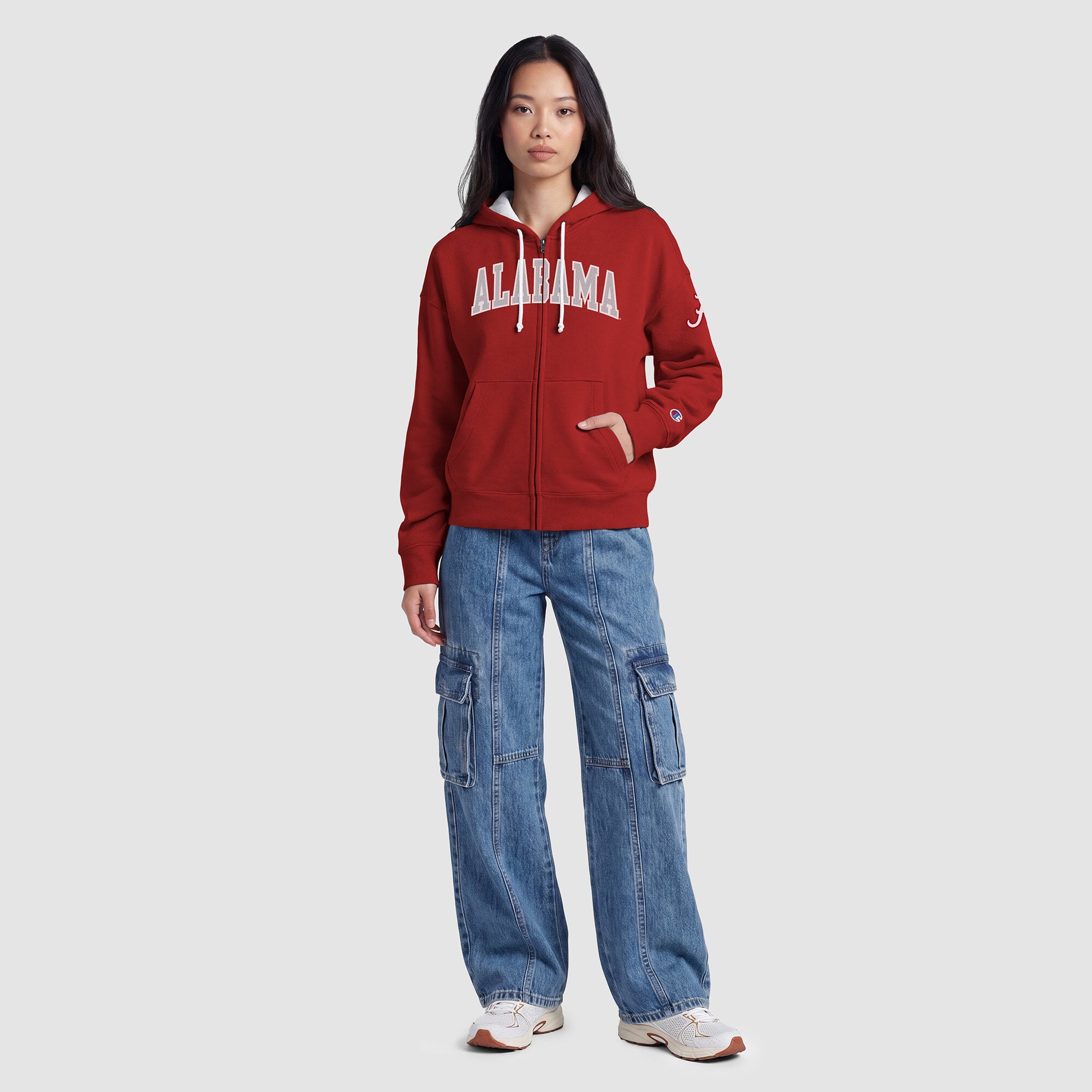 Women's Champion Crimson Alabama Tide Arch Full-Zip Fleece Hoodie