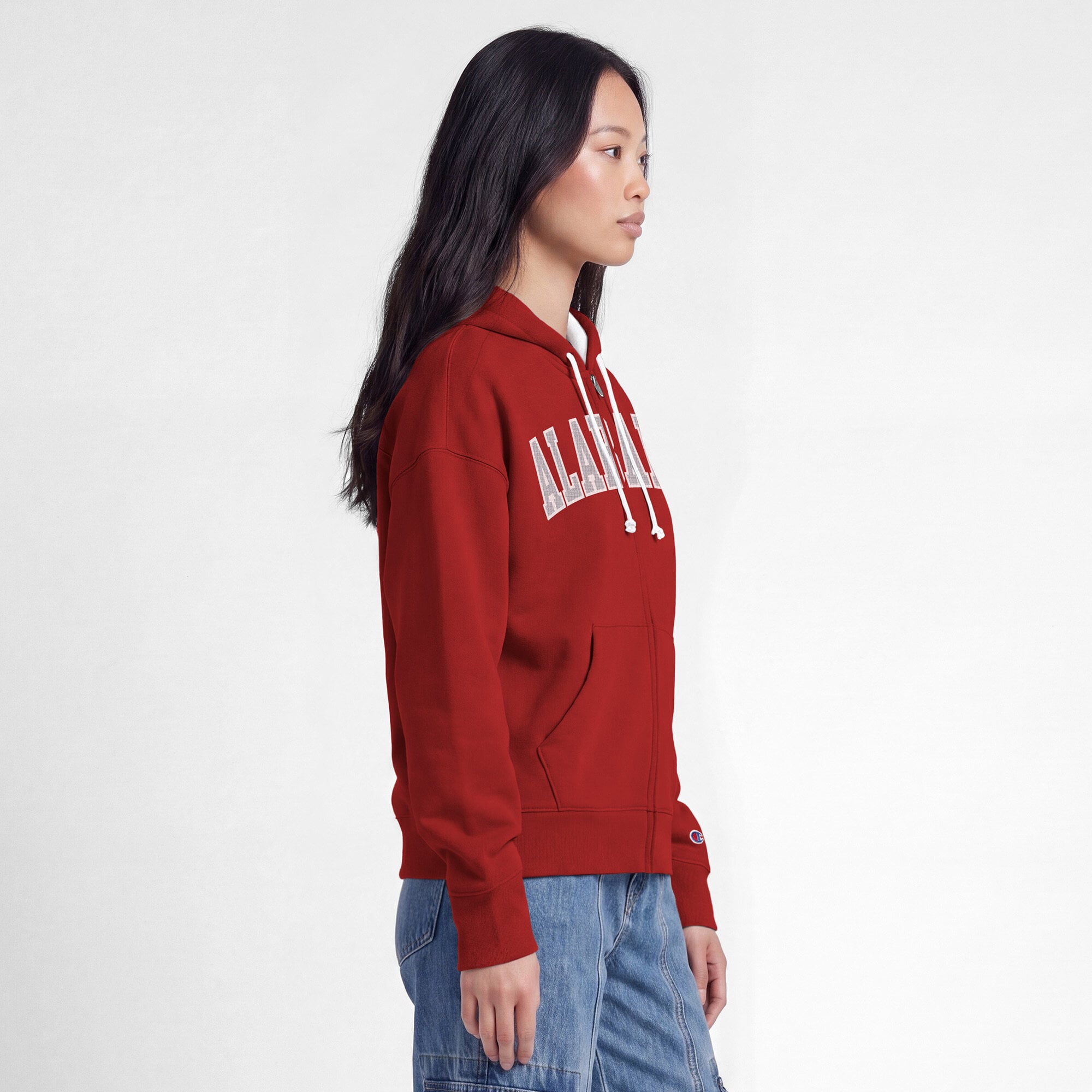 Women's Champion Crimson Alabama Tide Arch Full-Zip Fleece Hoodie