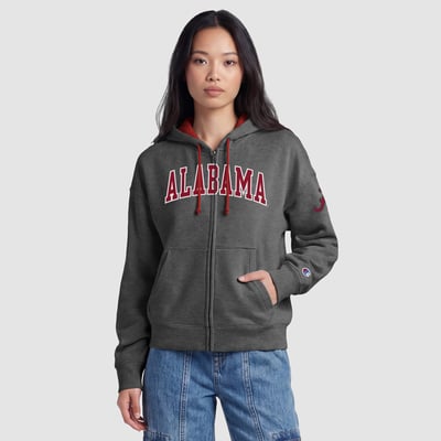 Alabama Crimson Tide Champion Women's Arch Full-Zip Fleece Hoodie - Heather Gray