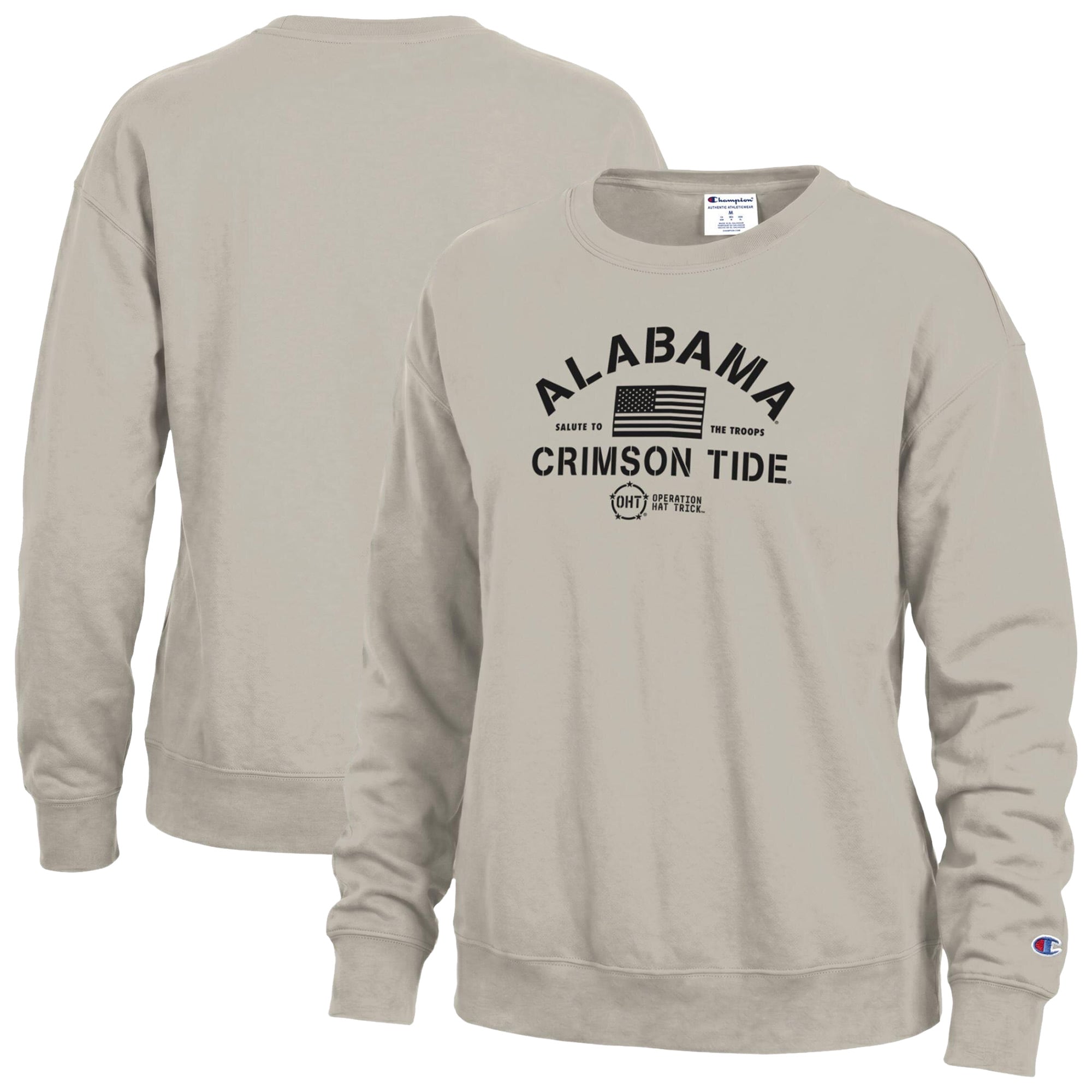 Sweat-shirt Champion pour femme, couleur beige, Alabama Crimson Tide, Operation Hat Trick Powerblend