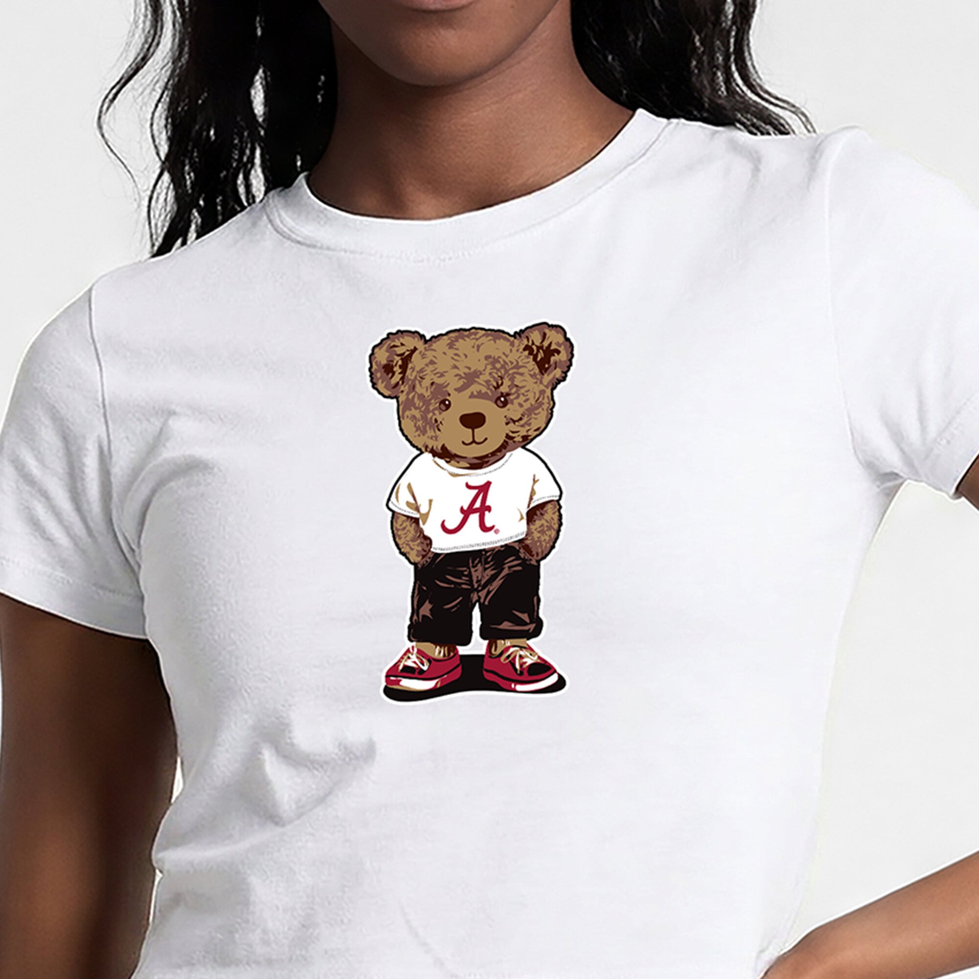 Women's Champion  White Alabama Crimson Tide Teddy Bear Baby T-Shirt
