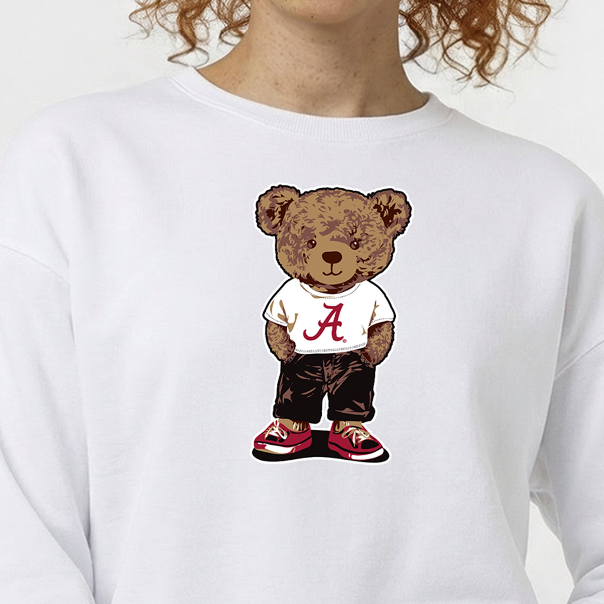 Women's Champion White Alabama Crimson Tide Teddy Bear Fleece Sweatshirt