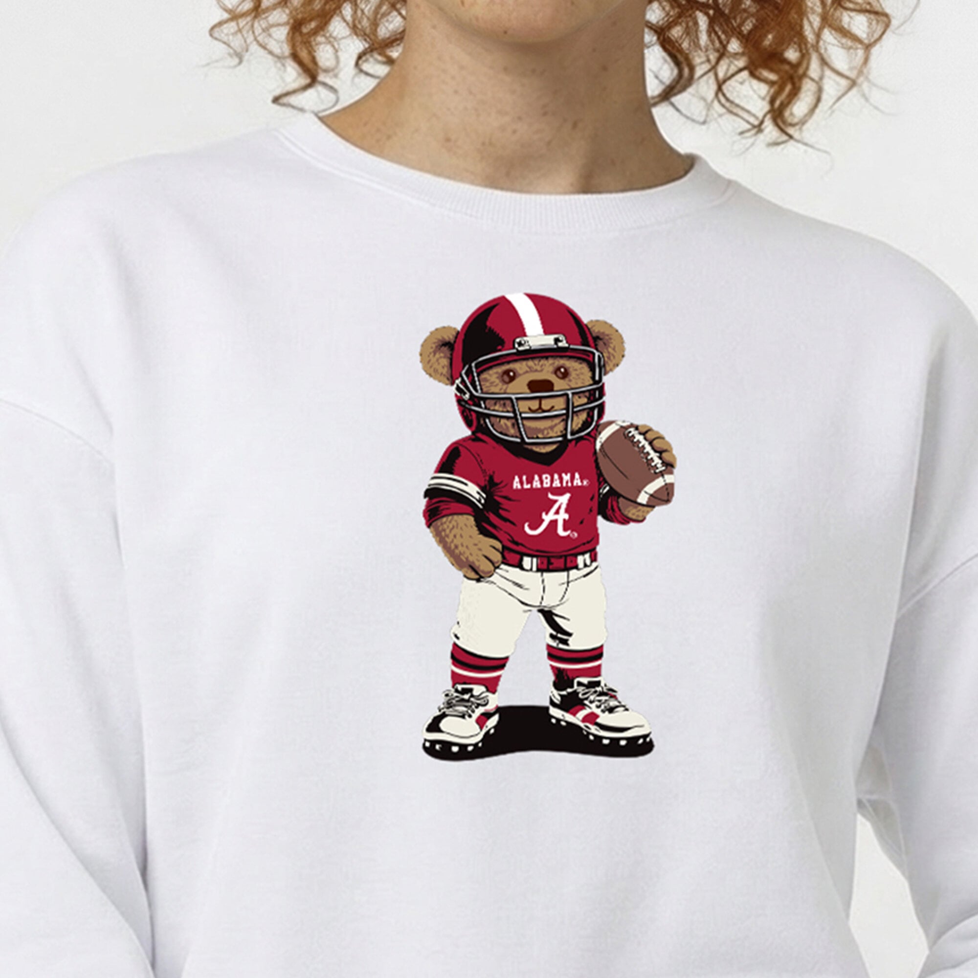 Women's Champion  White Alabama Crimson Tide Teddy Bear Sweatshirt
