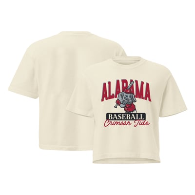 Alabama Crimson Tide Women's Comfort Colors Baseball Mascot Cropped T-Shirt - Cream
